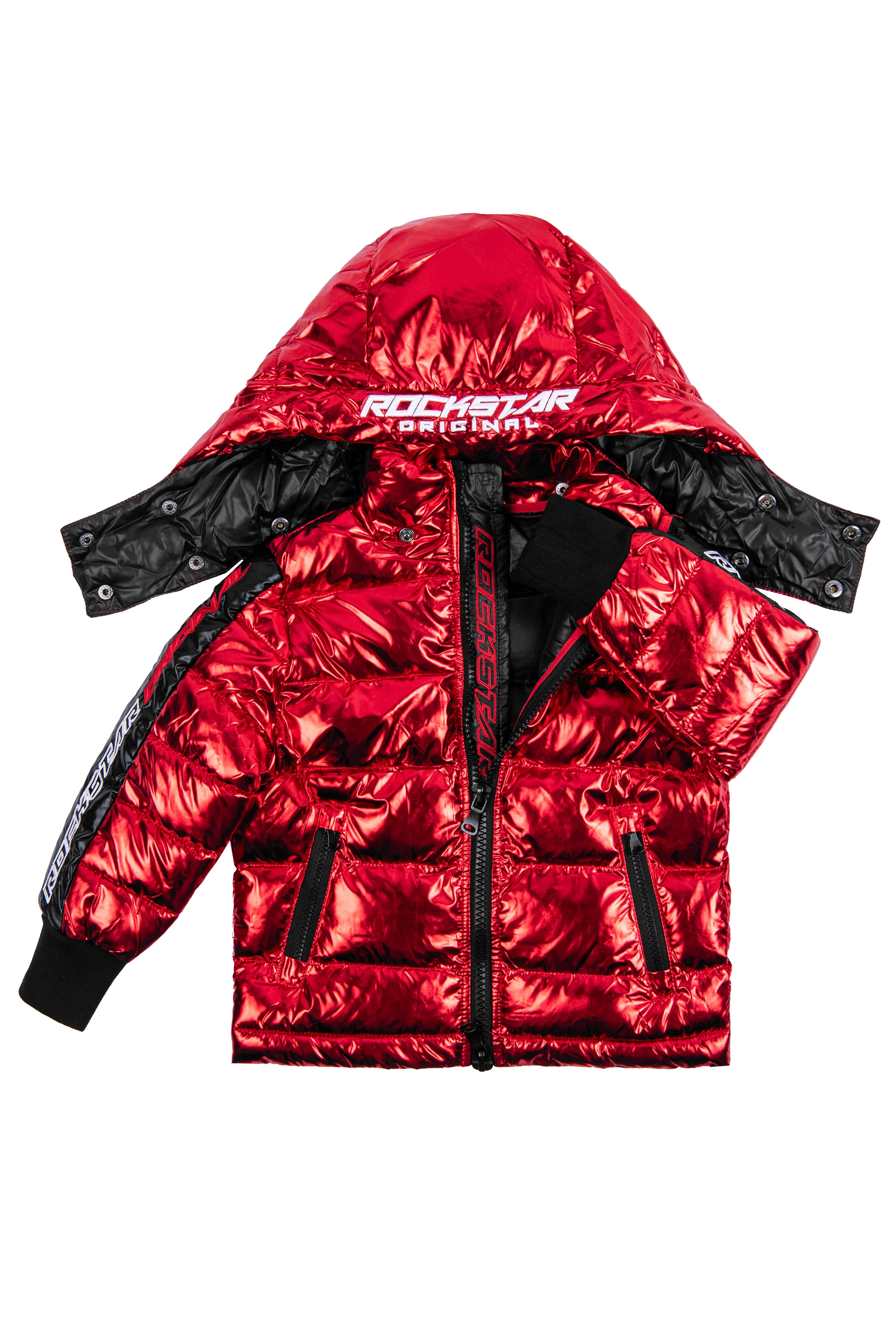 Kids Metallic Red Alasia Puffer Jacket - Image 7