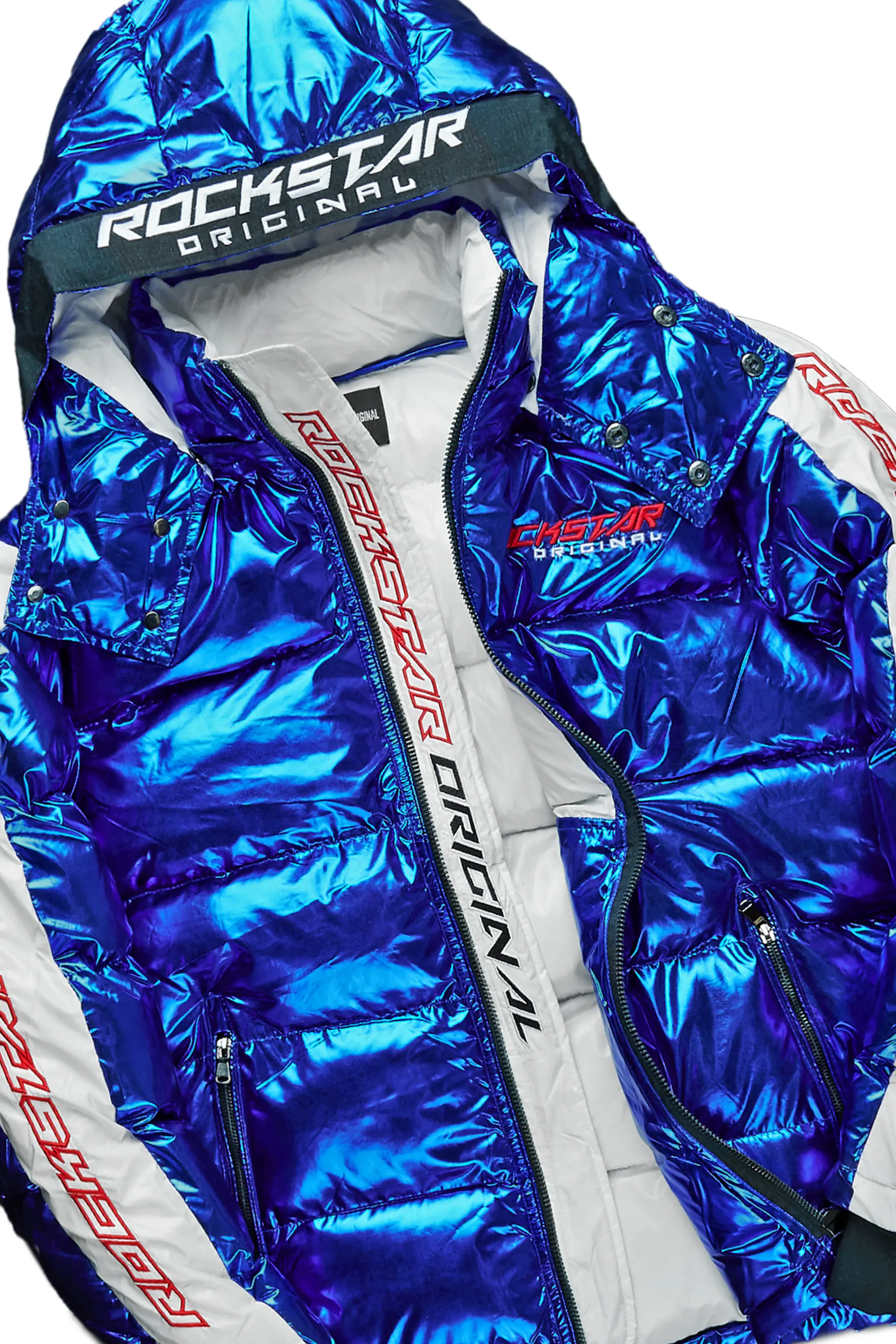 Metallic Royal Blue Alasia Puffer Jacket - Image 4