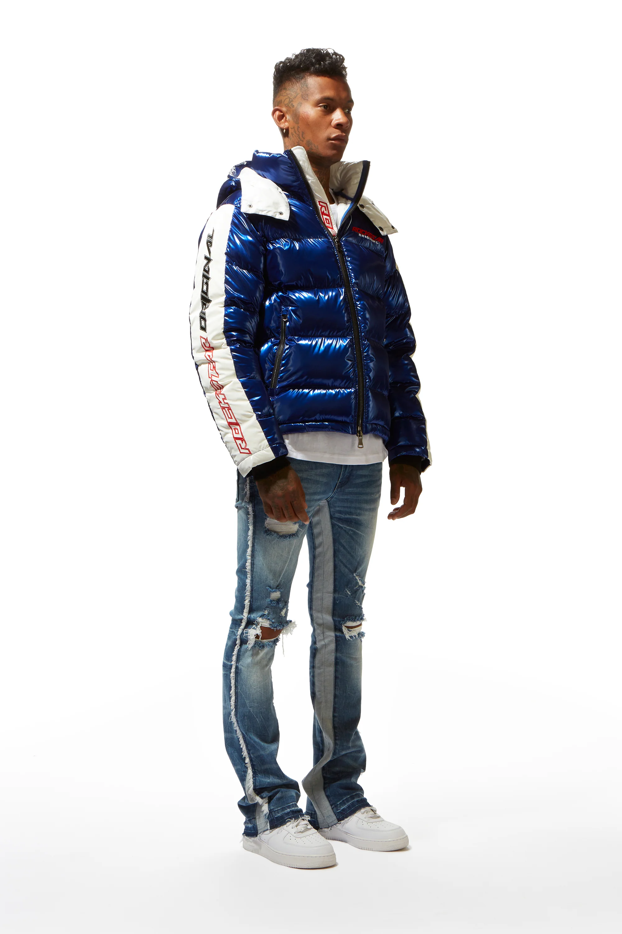 Metallic Royal Blue Alasia Puffer Jacket - Image 6