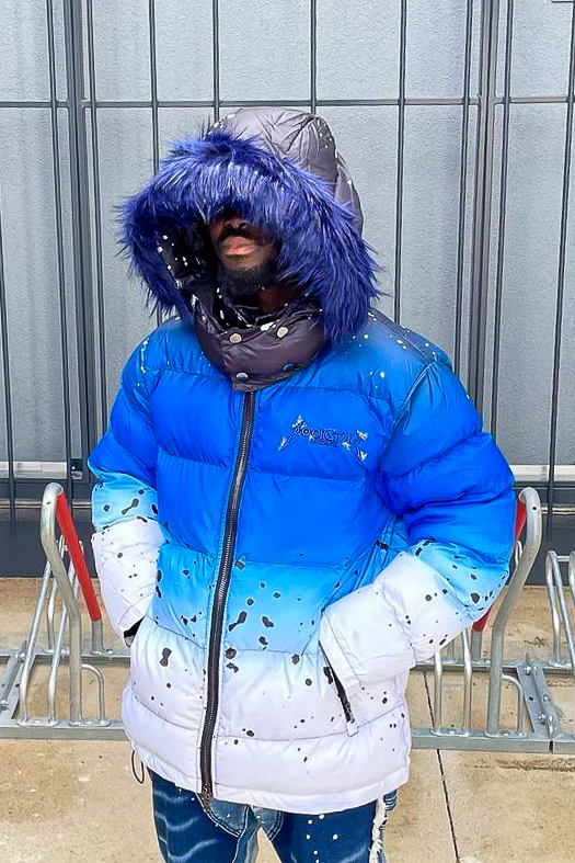 Royal Blue Curry Ombre Puffer Jacket - Image 2