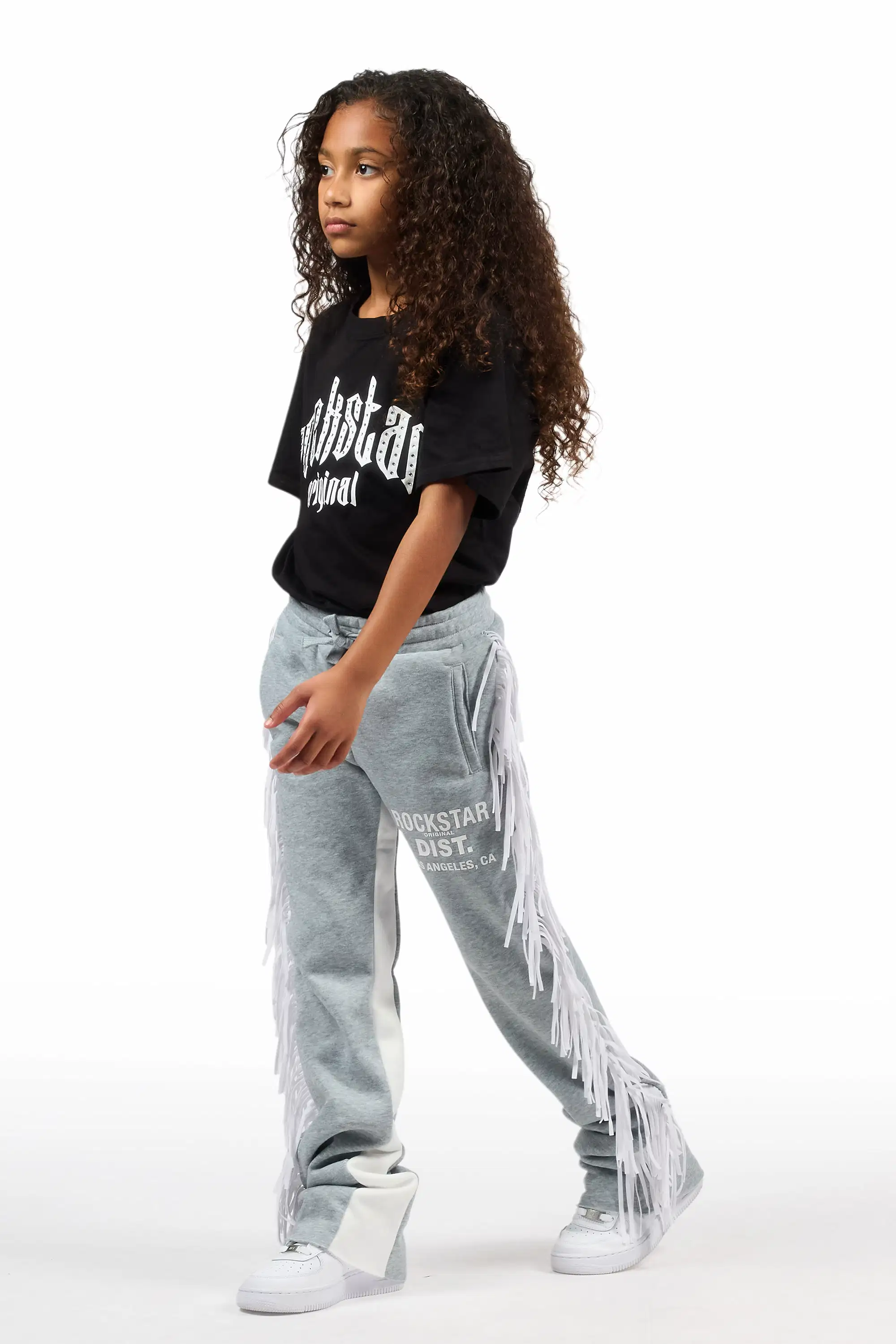 Girls Kendra Grey Fringe Stacked Flare Pant - Image 6