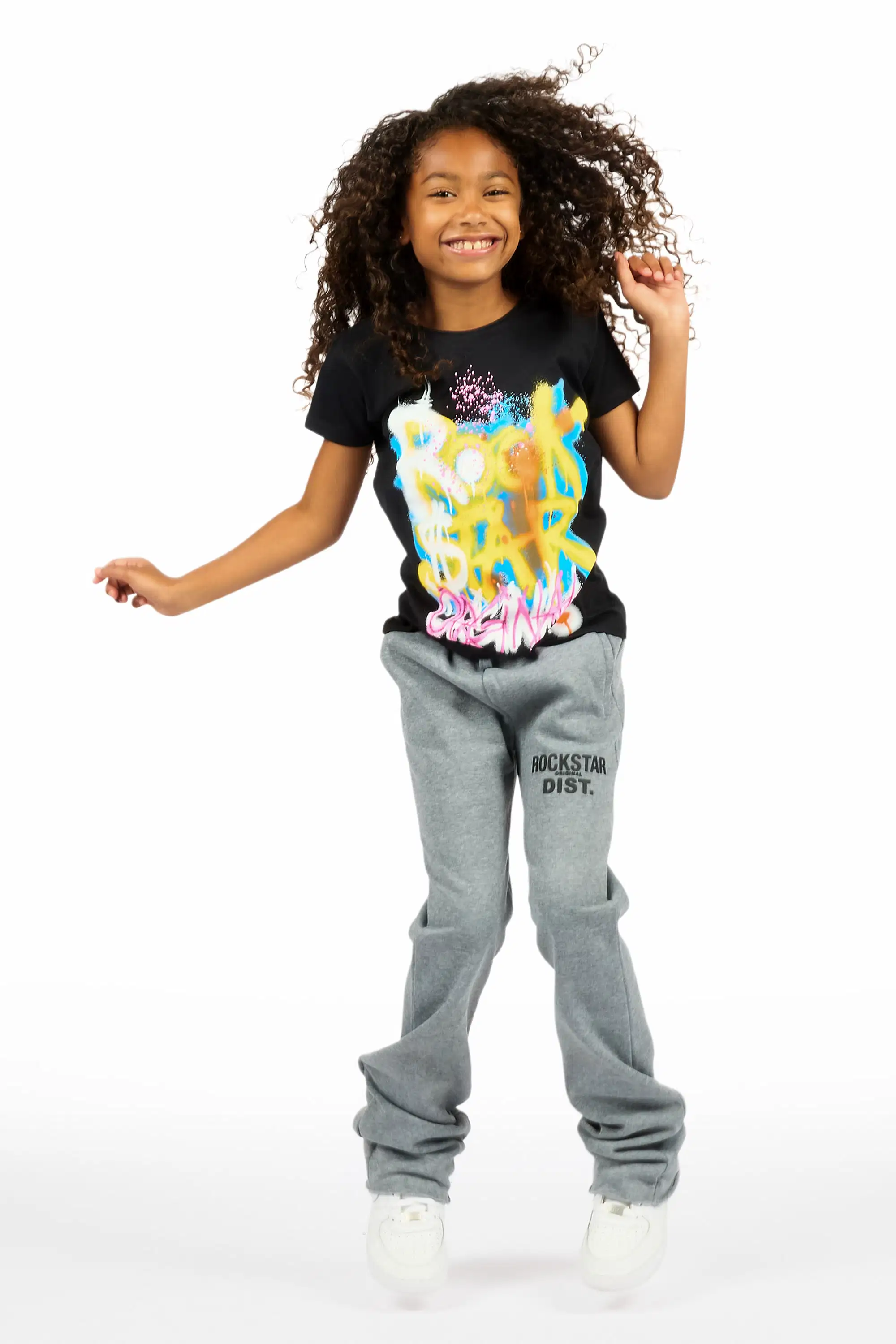 Girls Juliana Grey Stacked Flare Pant - Image 10