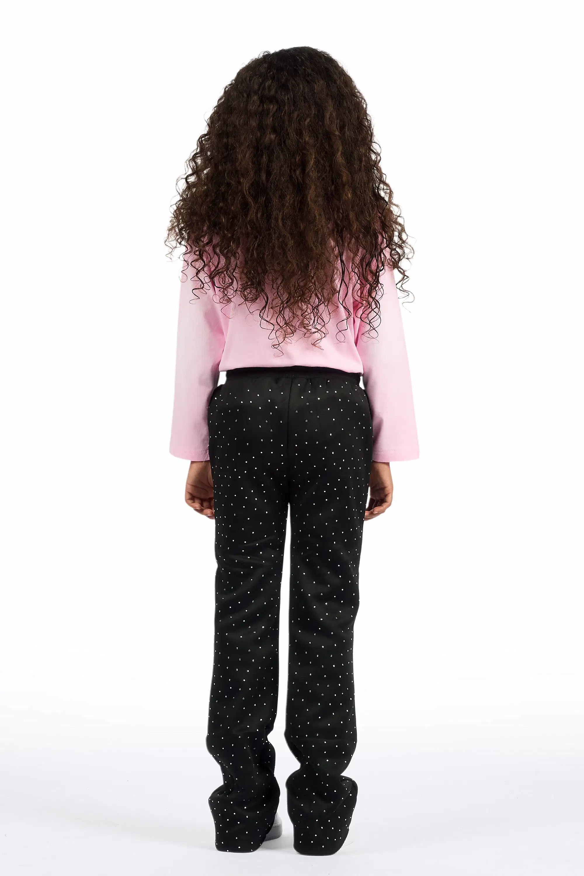 Girls Juliana Rhinestone Black Track Pant - Image 5