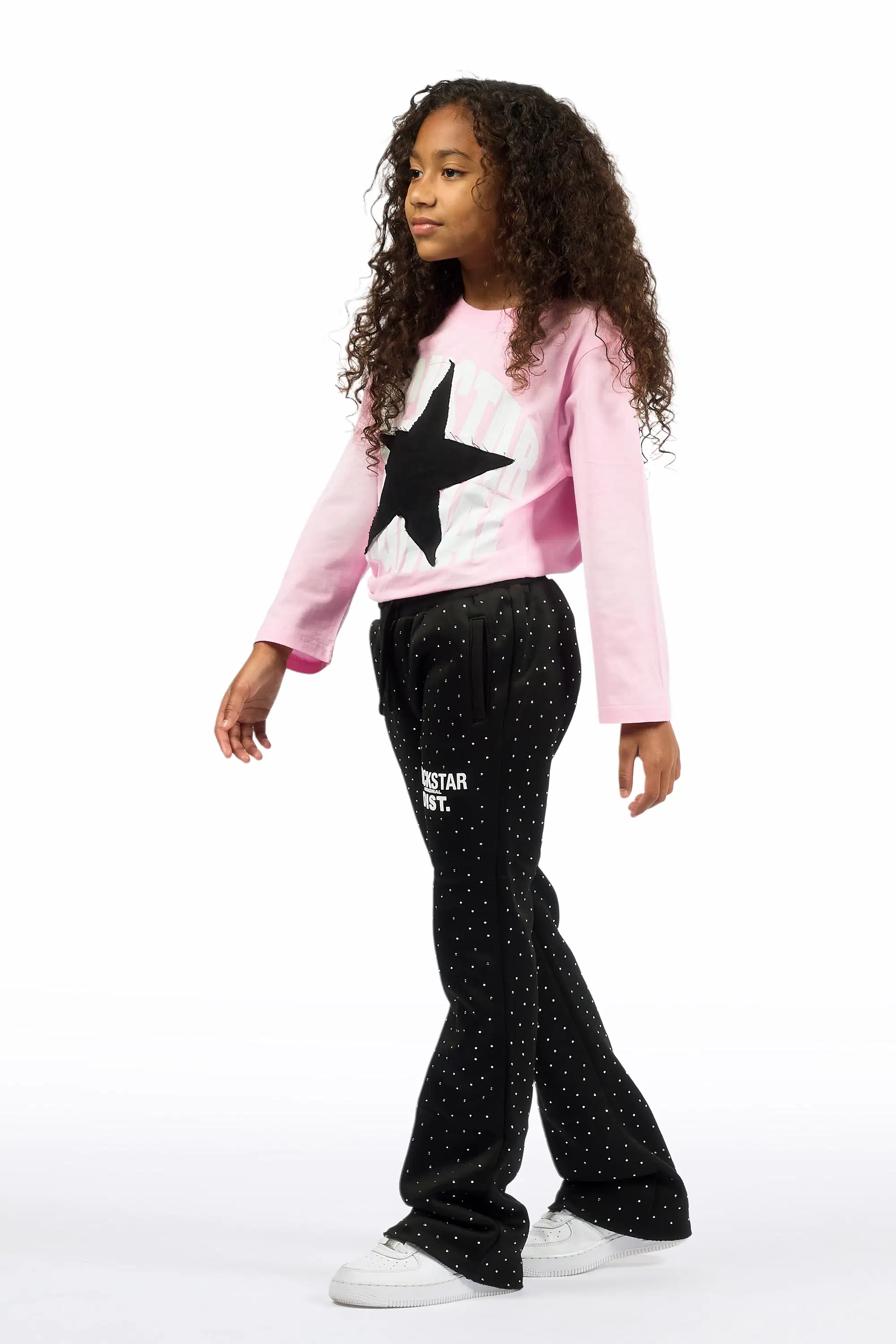 Girls Juliana Rhinestone Black Track Pant - Image 6