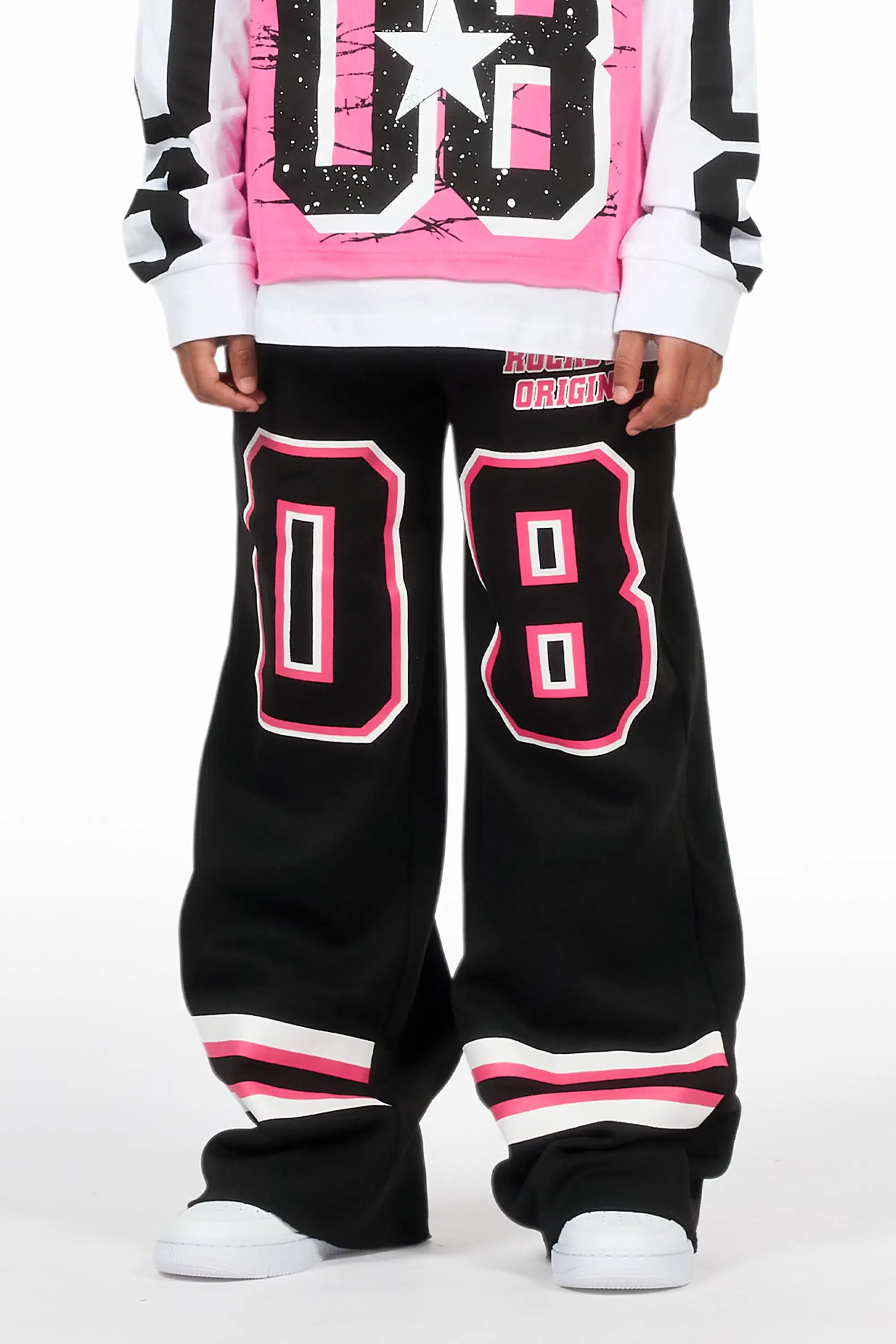 Girls Lenayh Black/Pink Baggy Track Pant - Image 10