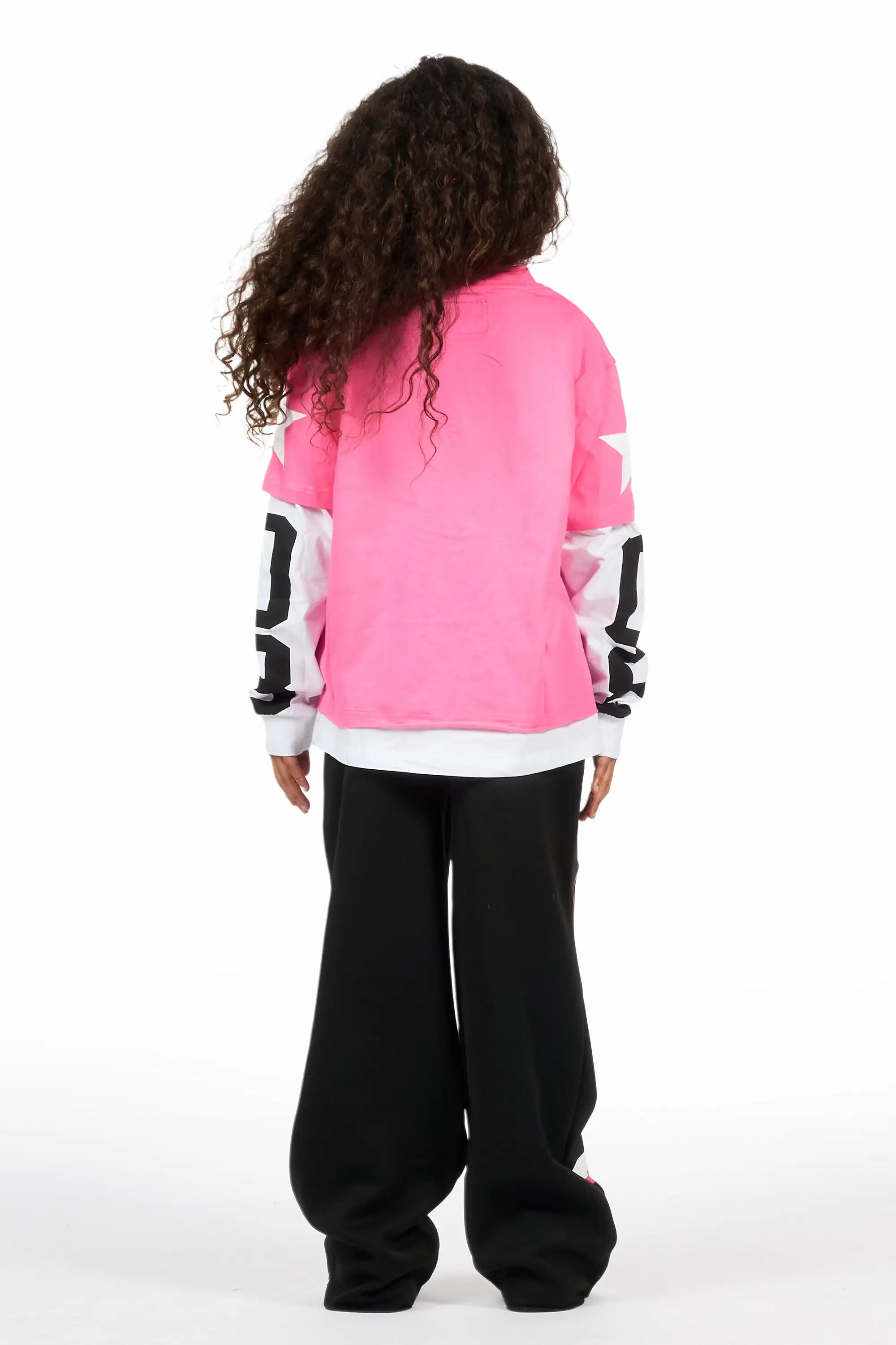 Girls Lenayh Black/Pink Baggy Track Pant - Image 5
