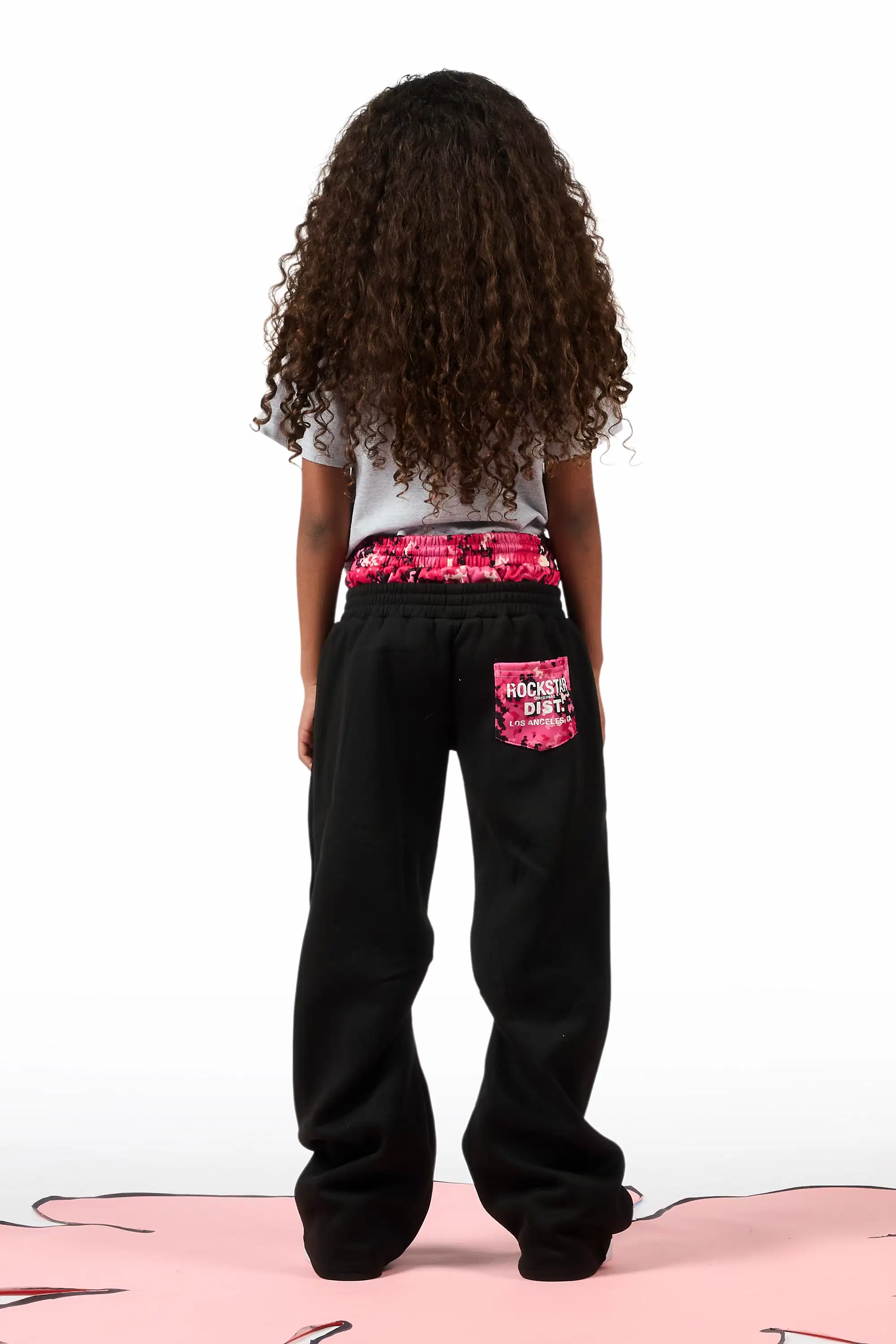 Girls Canaan Black Double Waisted Baggy Track Pant - Image 5