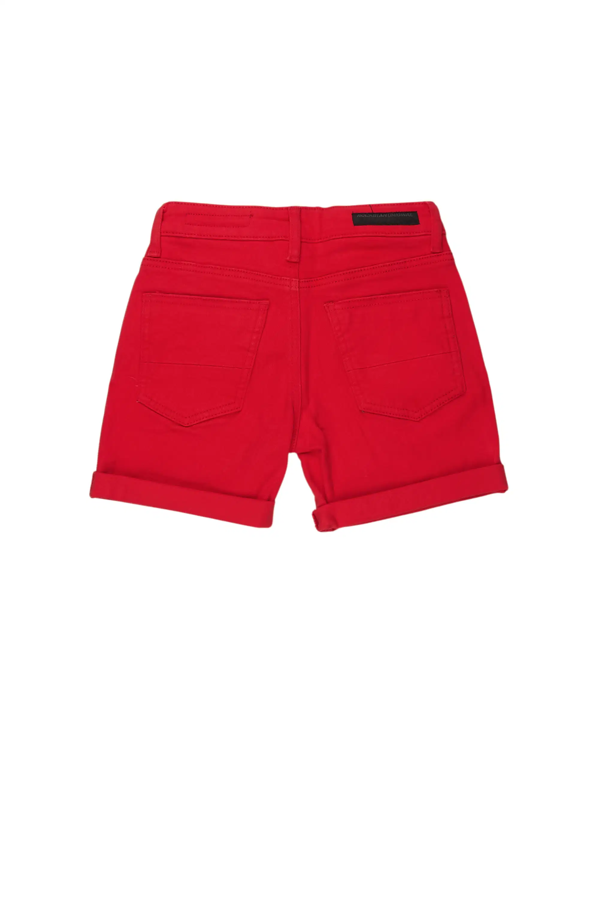 Girls Eppy Red Patchwork Denim Short - Image 3