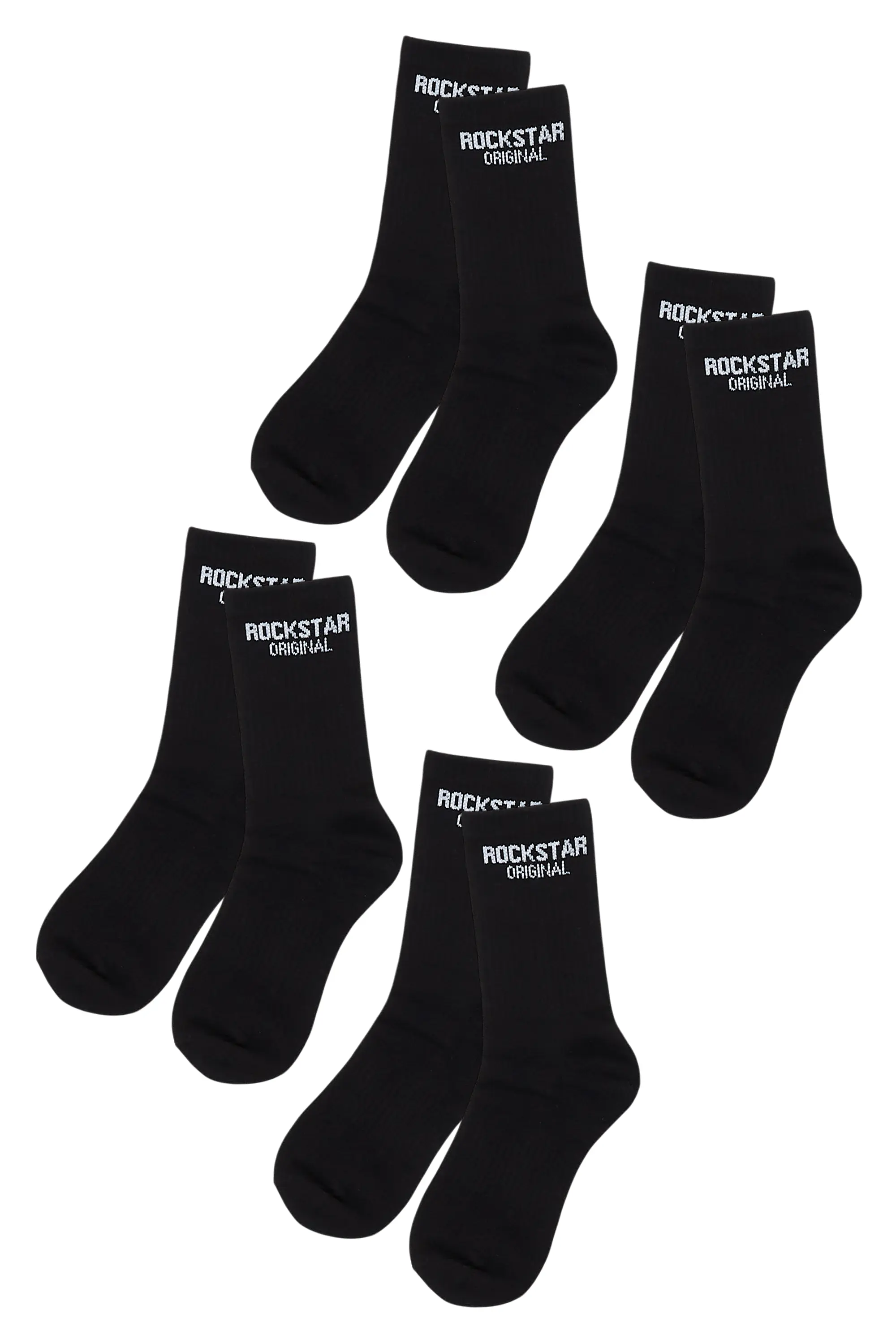 Boys Rockstar Dist Black Basic Socks 4 Pack