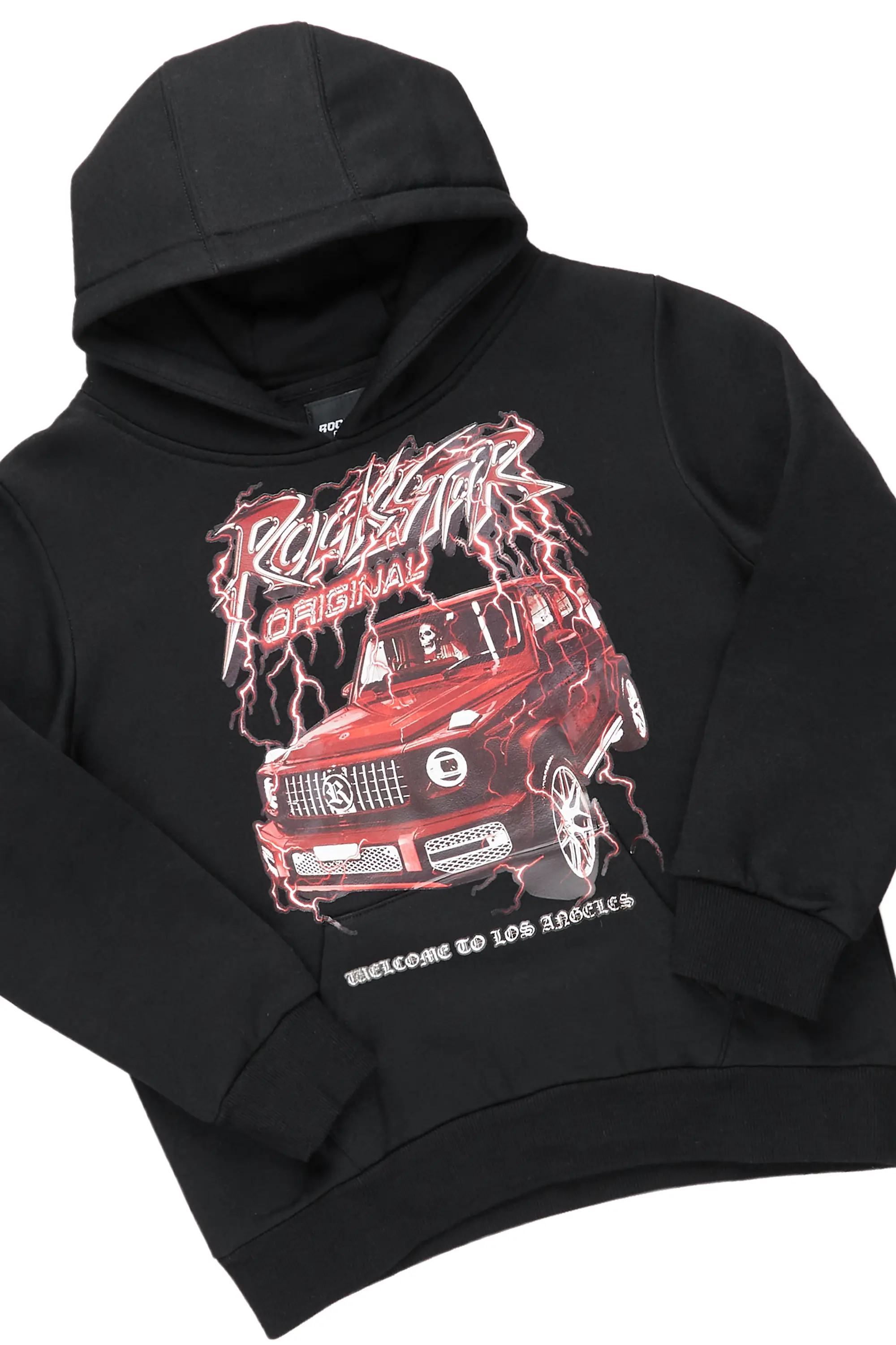 Boys Krys Black Hoodie/Super Stacked Flare Jean - Image 3