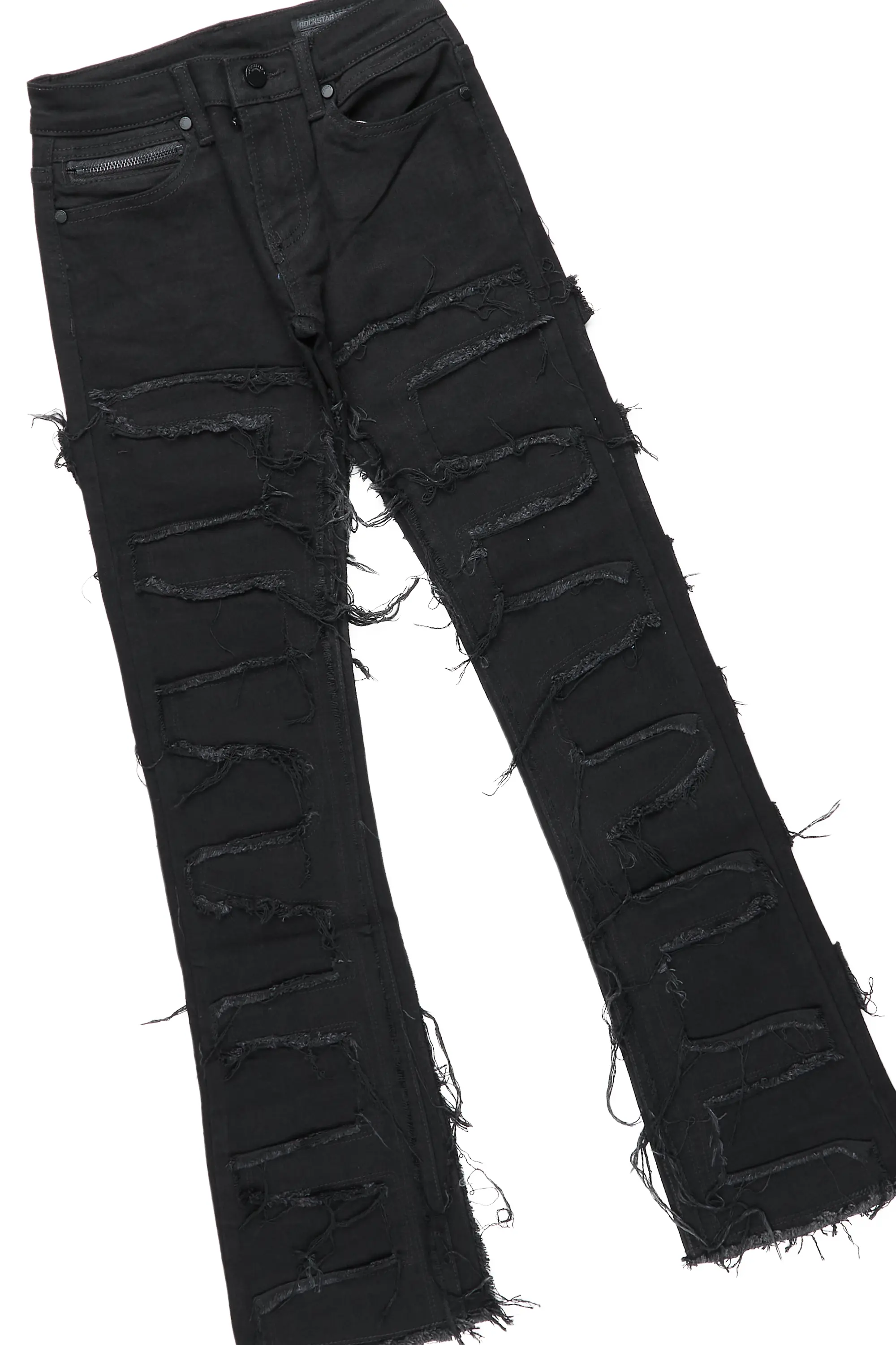 Boys Krys Black Hoodie/Super Stacked Flare Jean - Image 4