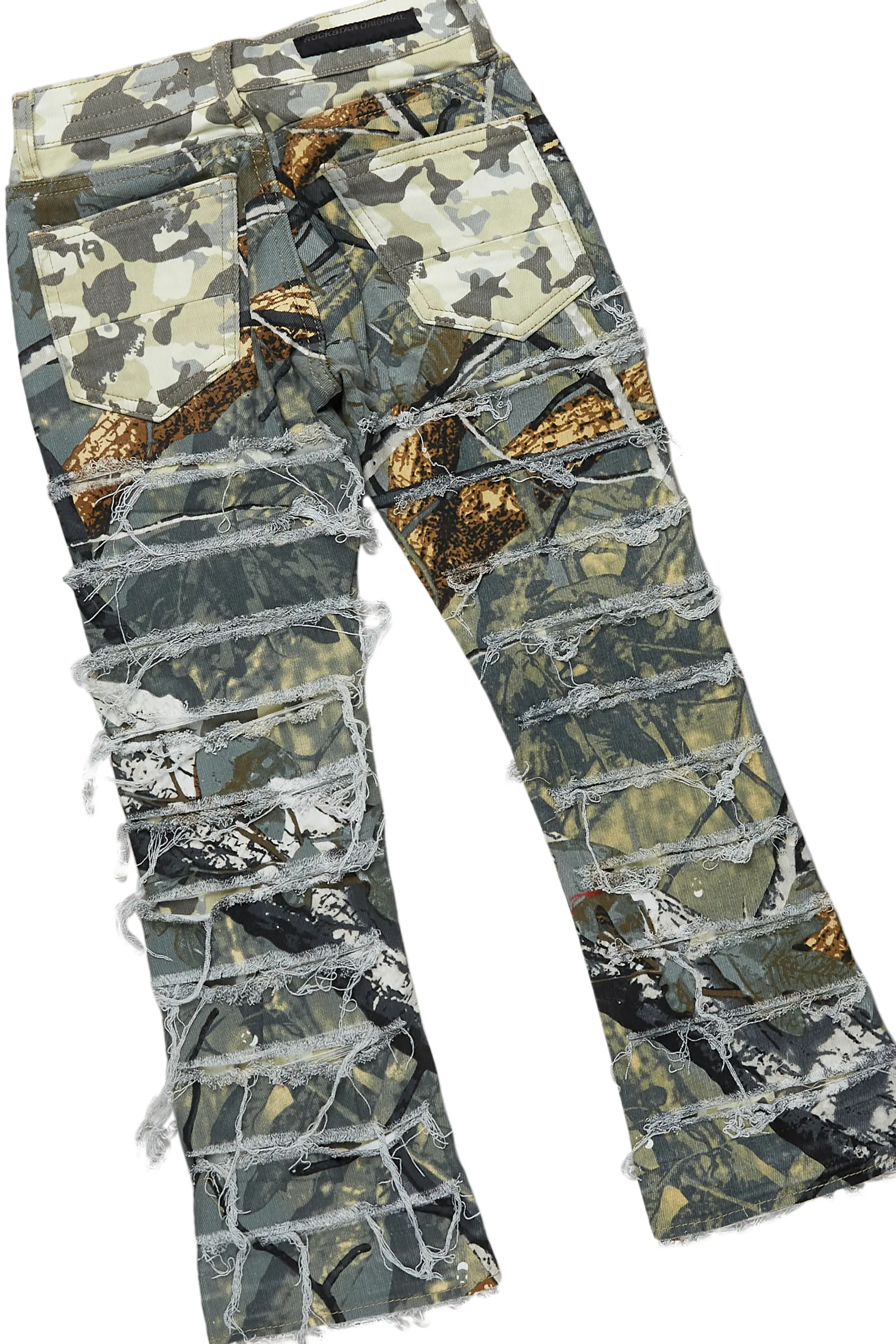 Boys Bridger Red/Tree Camo Hoodie/Stacked Flare Jean Set - Image 4