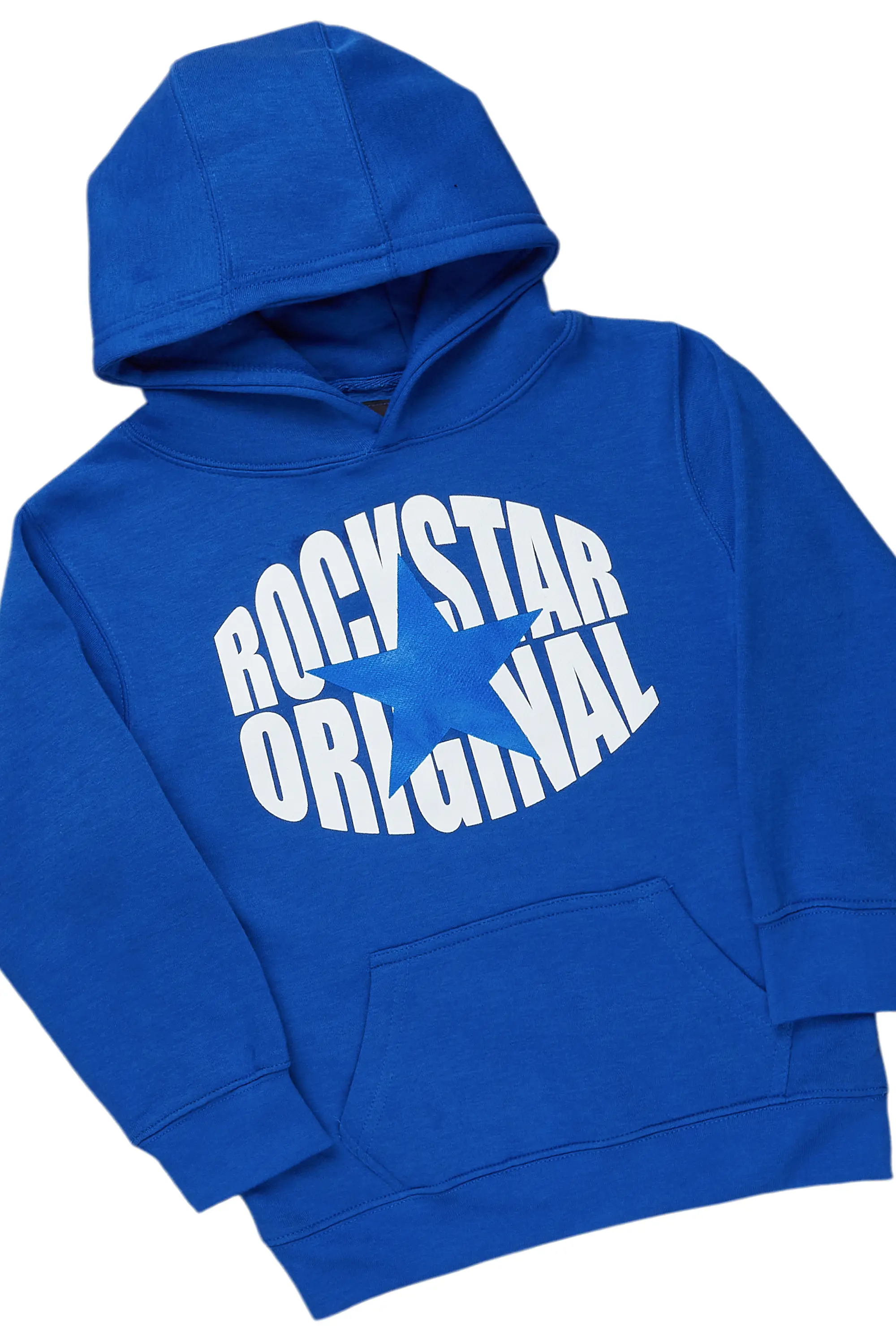 Boys Ezry Tree Camo/Royal Hoodie/Stacked Flare Jean Set - Image 2