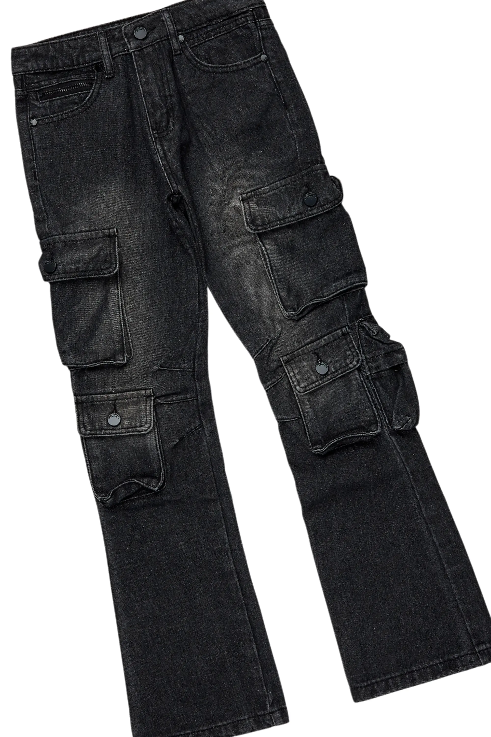 Boys Fields Vintage Grey/Black Hoodie/Stacked Flare Jean Set - Image 8