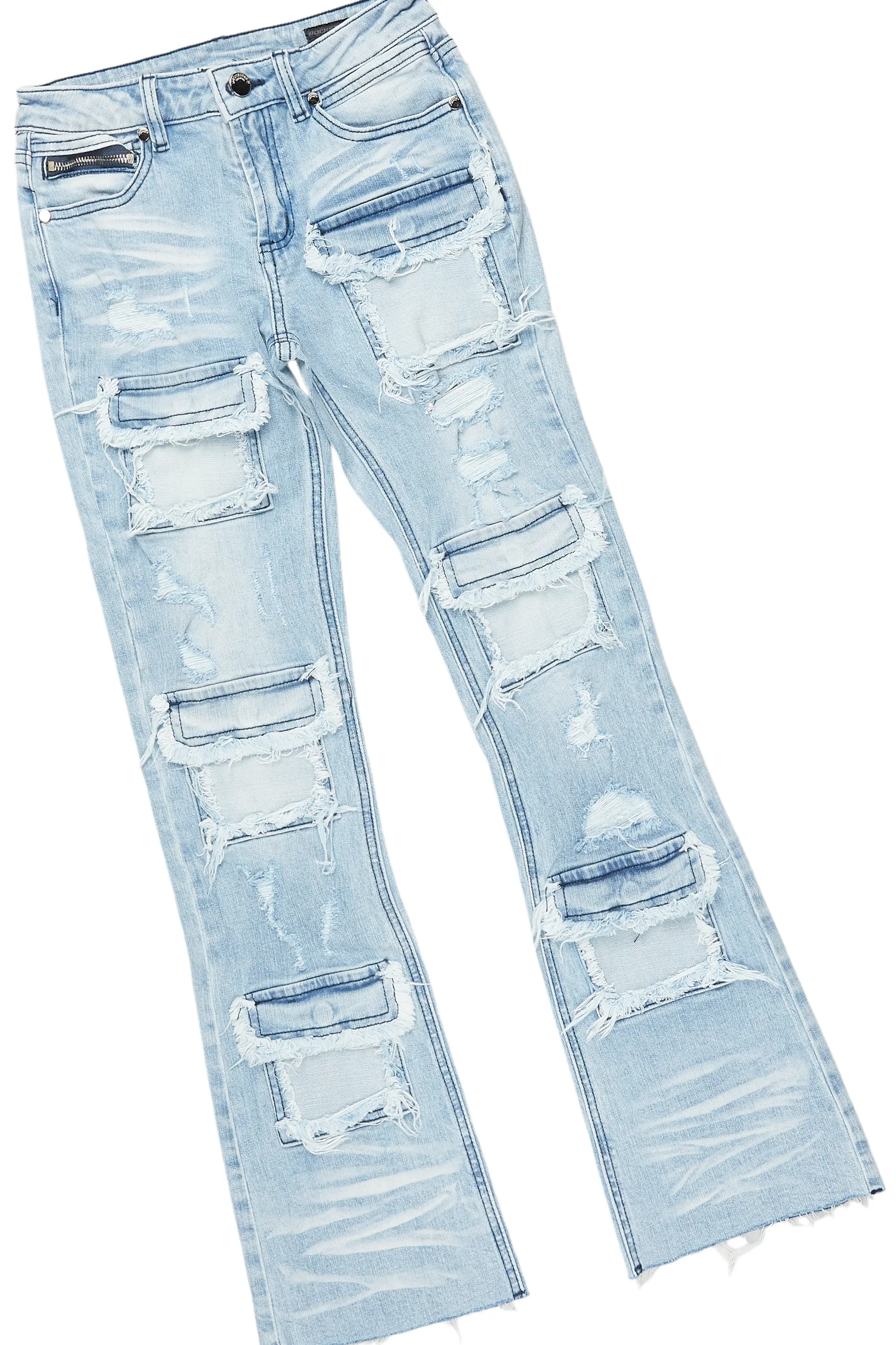 Boys Beno Royal Hoodie/Stacked Flare Jean Set - Image 3