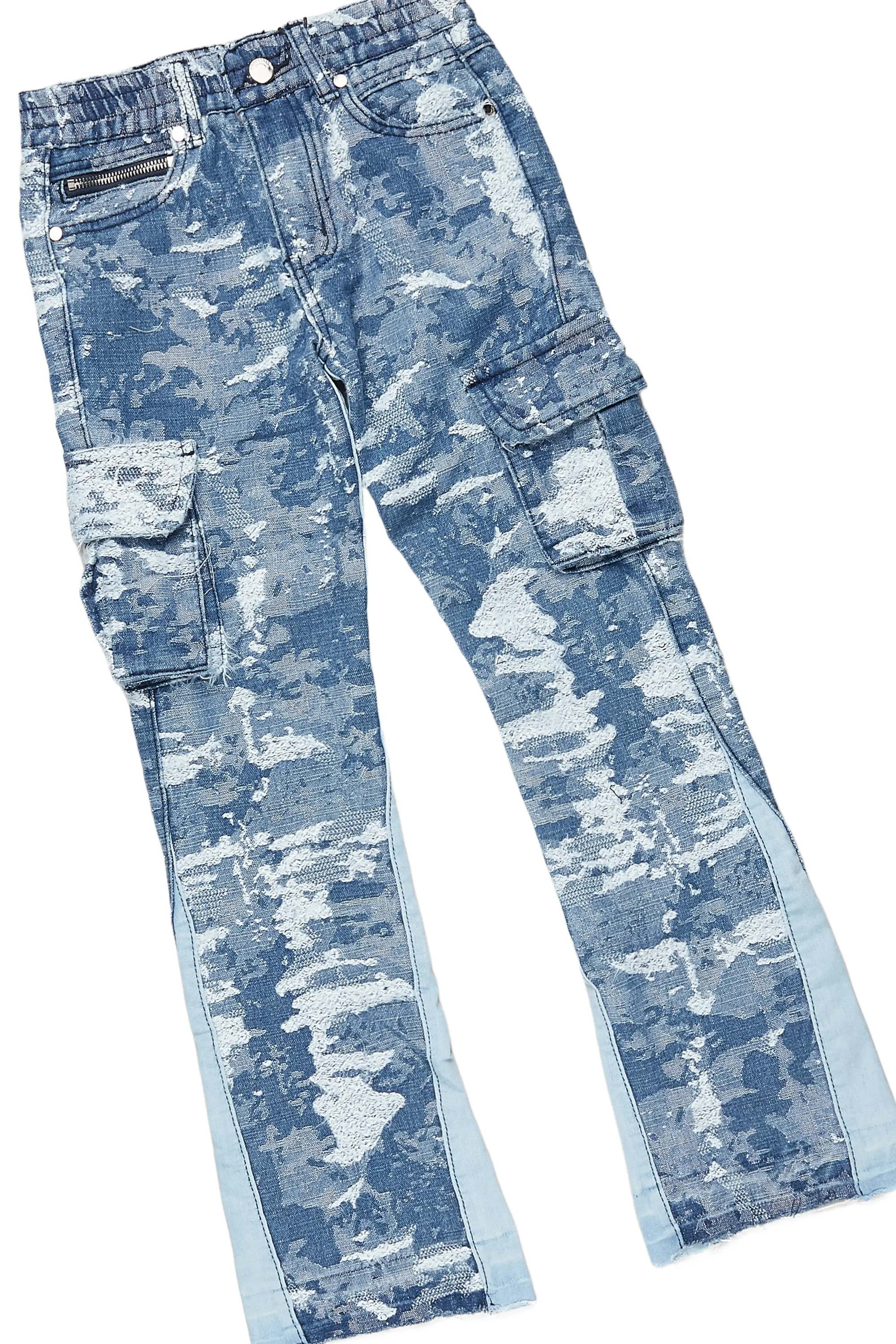 Boys Yooz Grey Hoodie/Stacked Flare Jean Set - Image 8