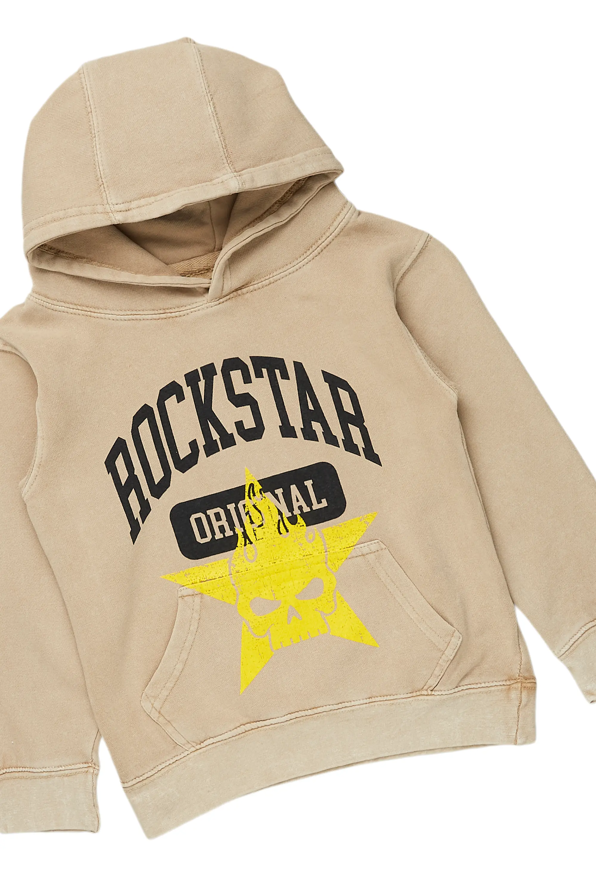 Boys Semaj Vintage Beige Hoodie/Stacked Flare Jean Set - Image 2