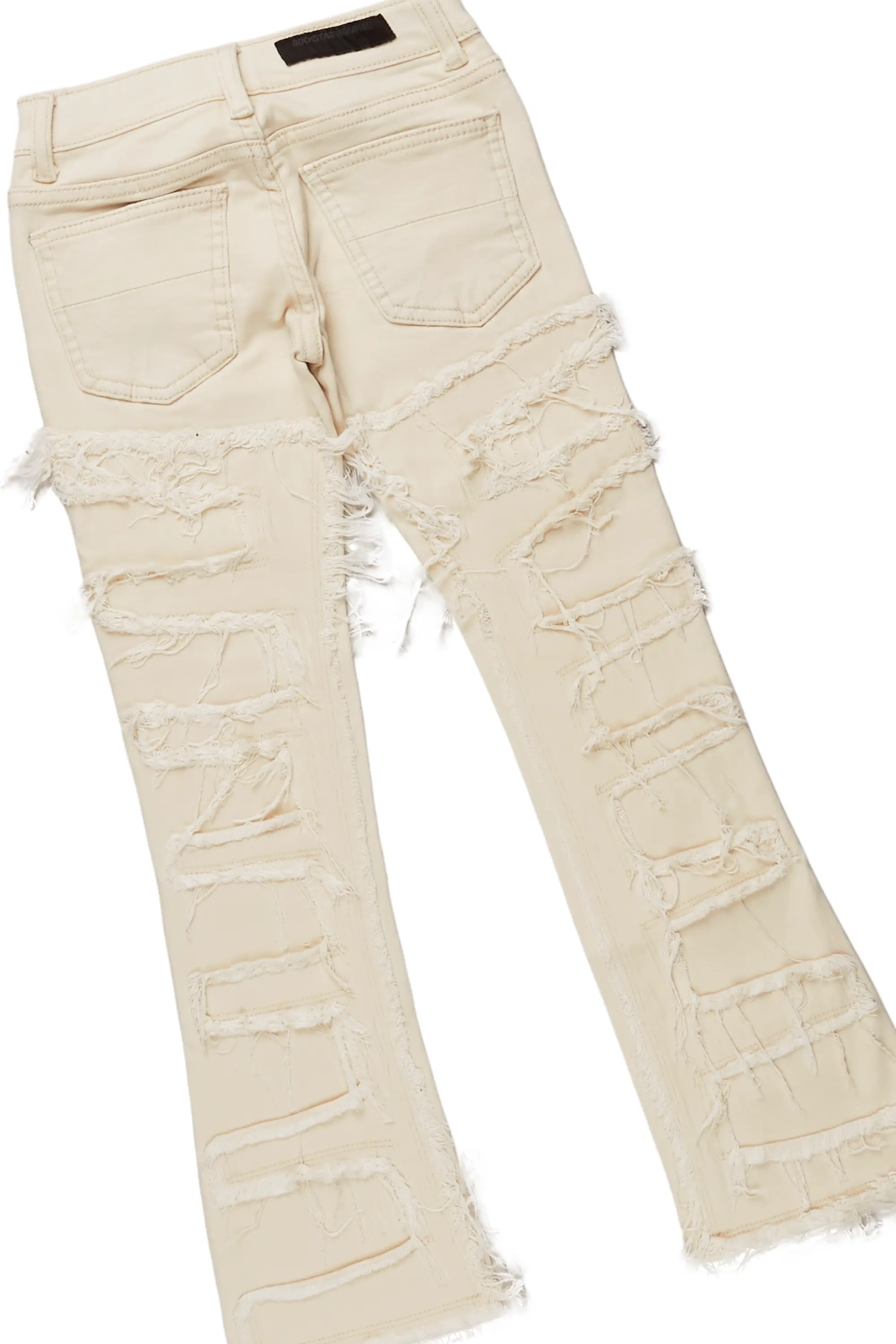 Boys Soweto Beige Hoodie/Stack Flare Jean Set - Image 4