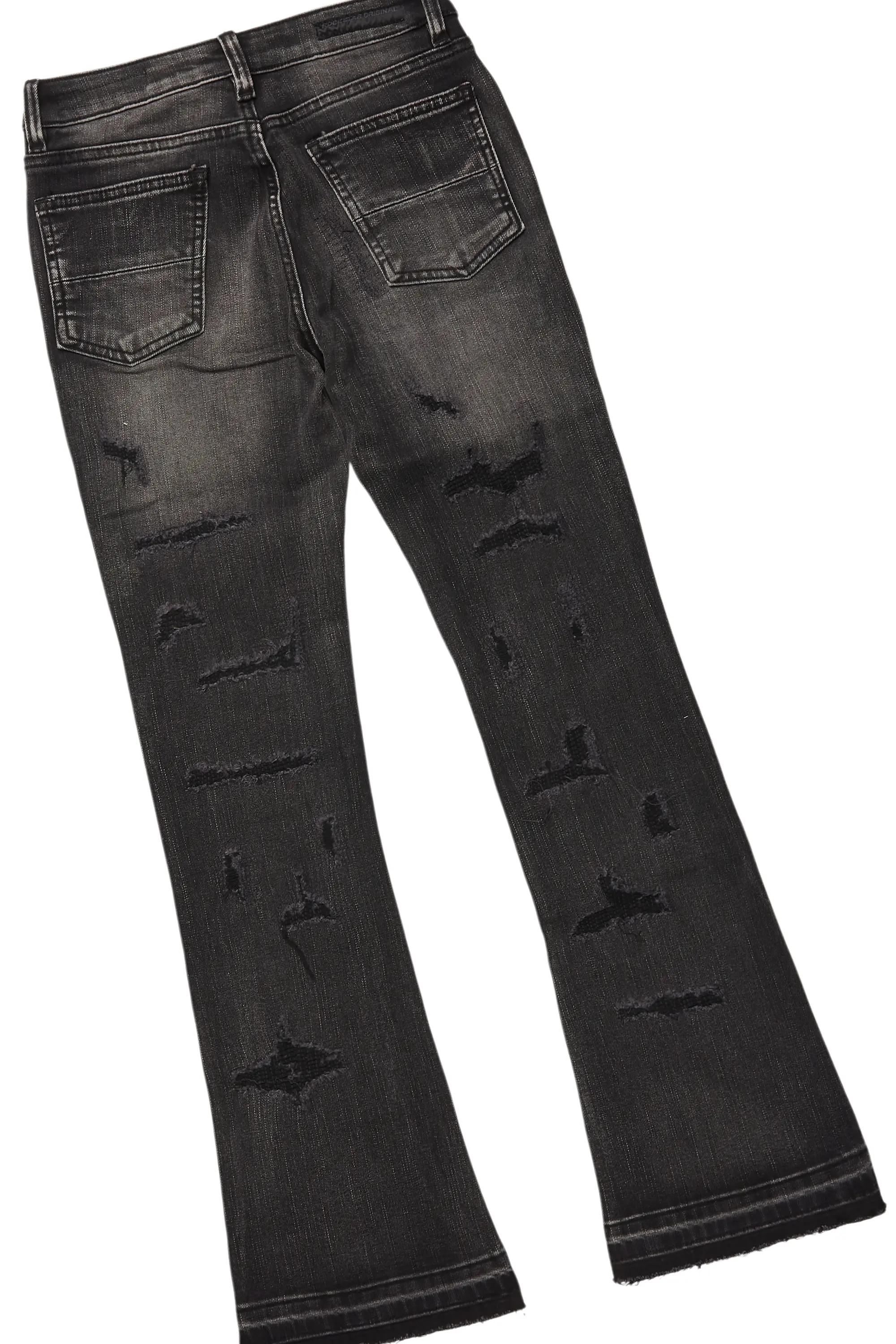 Boys All Eyes Black/Vintage Grey Hoodie/Stacked Flare Jean Set - Image 4