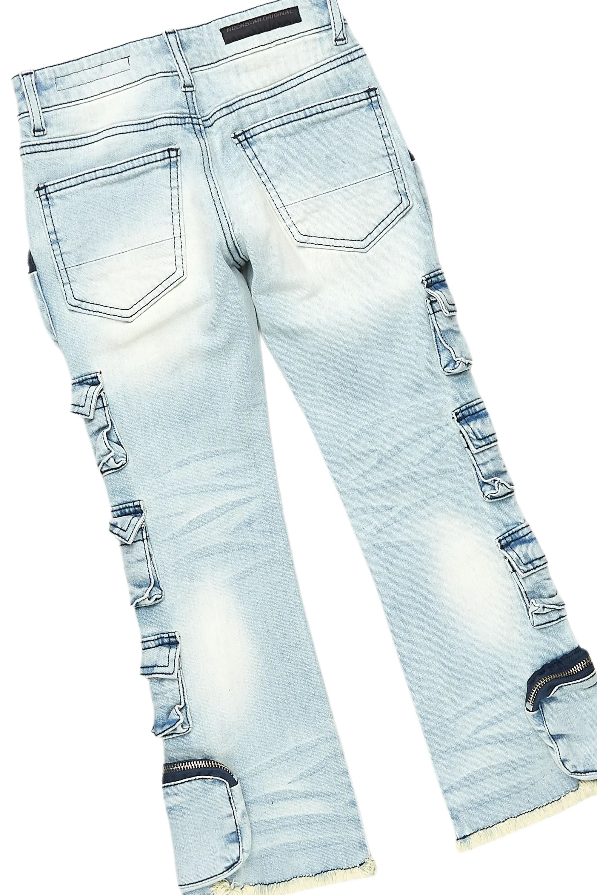 Boys All Eyes Blue/Vintage Grey Hoodie/Stacked Flare Jean Set - Image 4