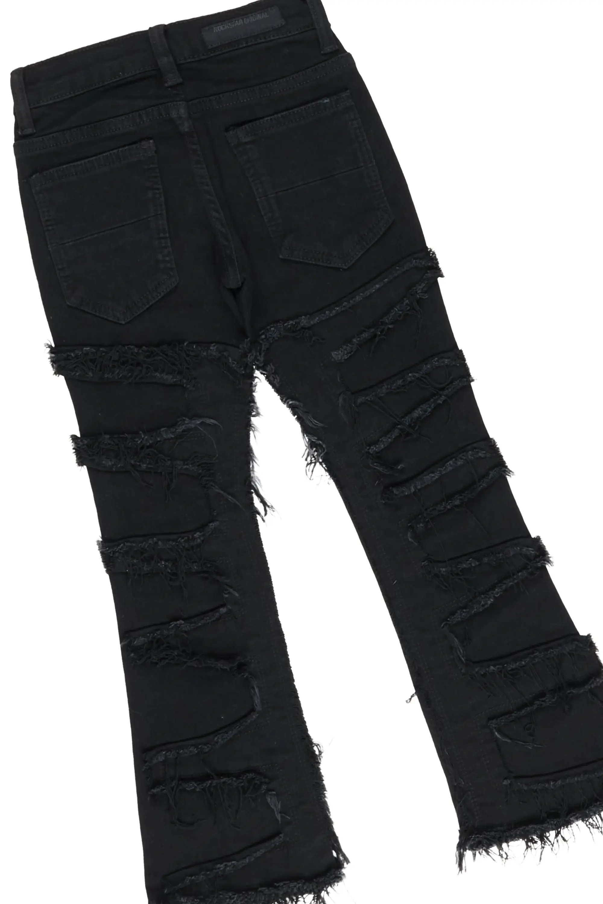Boys Bubble Black Hoodie/Stack Flare Jean Set - Image 4