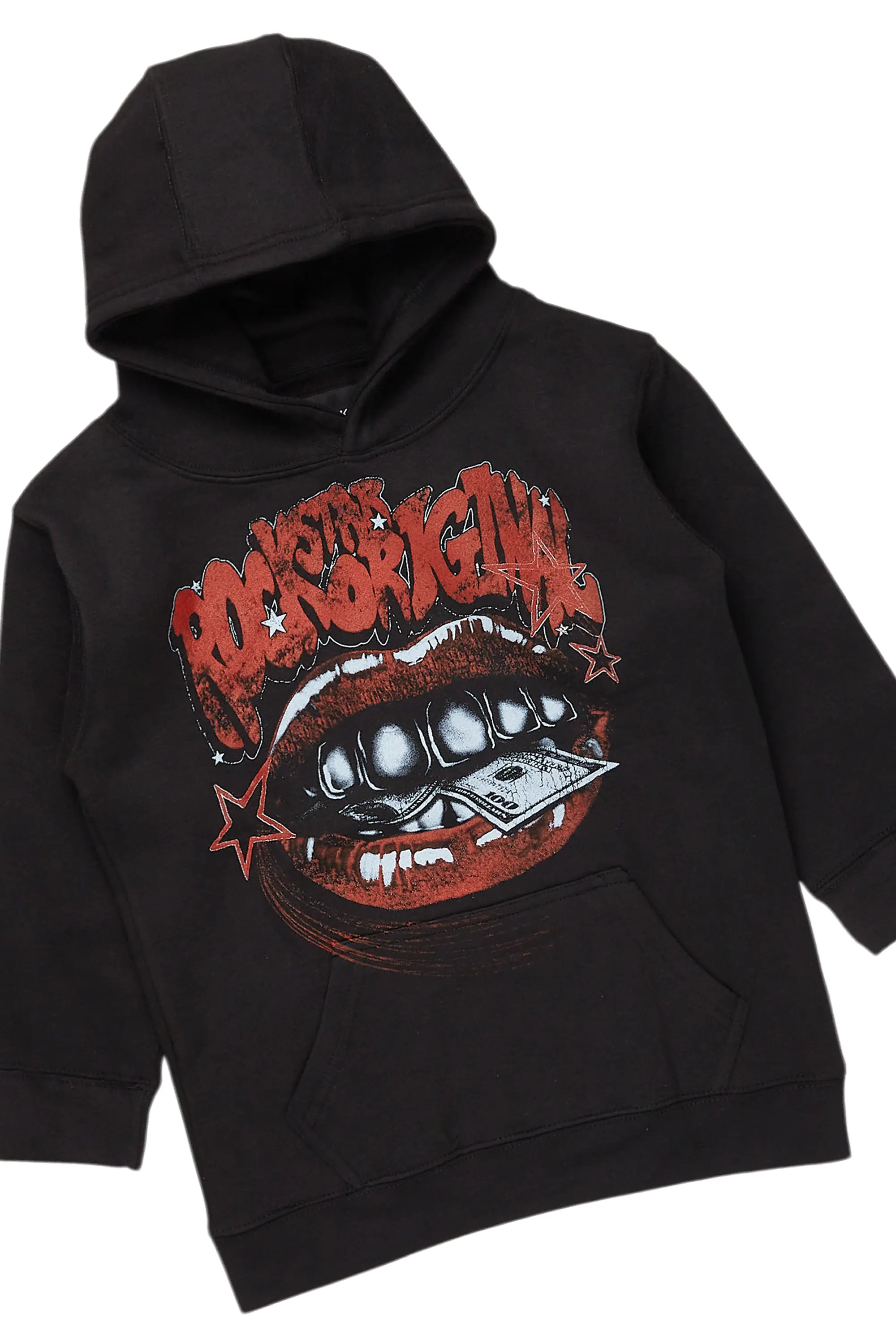 Boys Bloke Black Hoodie/Stacked Flare Jean Set - Image 6