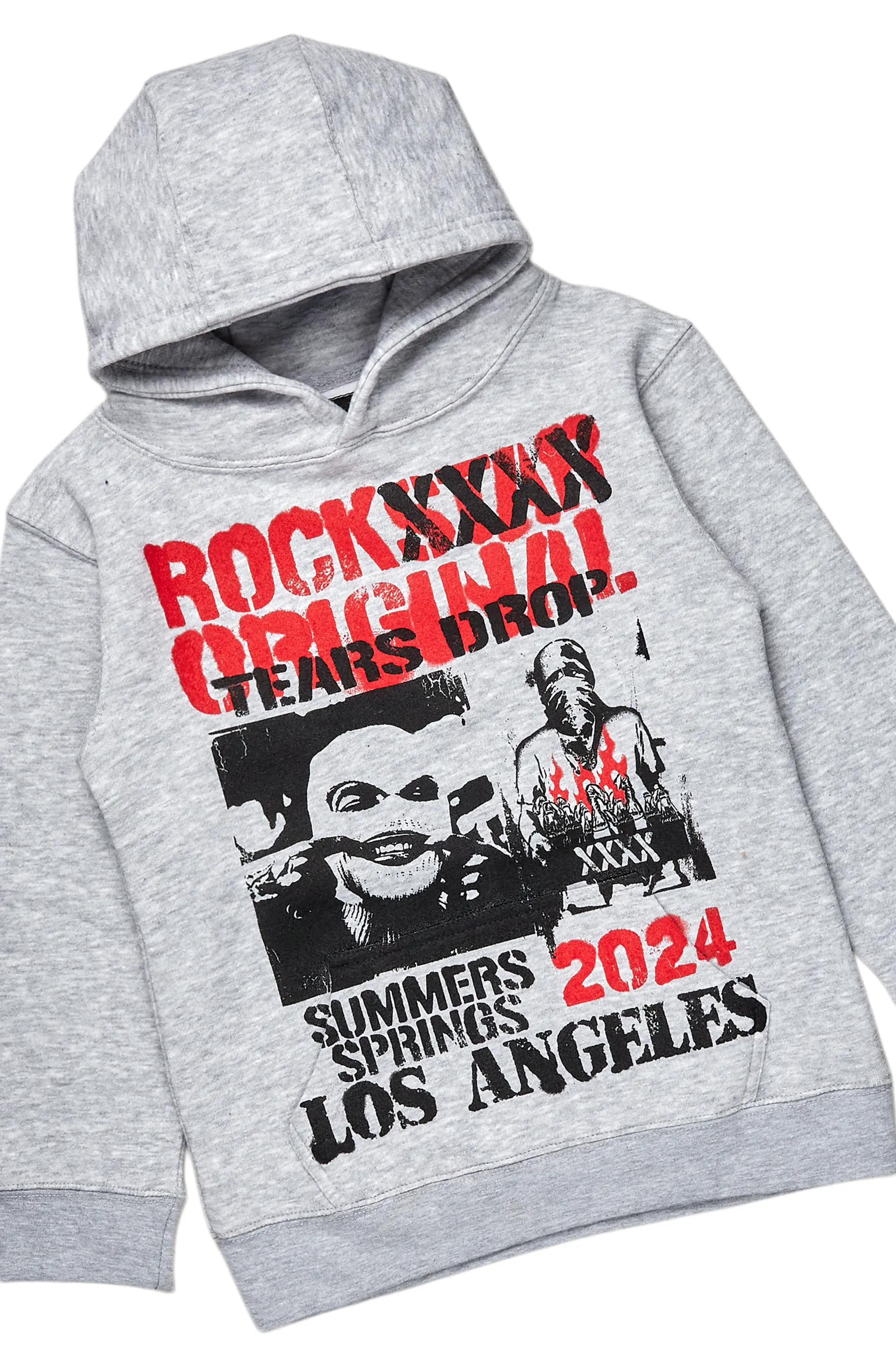 Boys Omer Grey Hoodie/Stack Flare Jean Set - Image 2