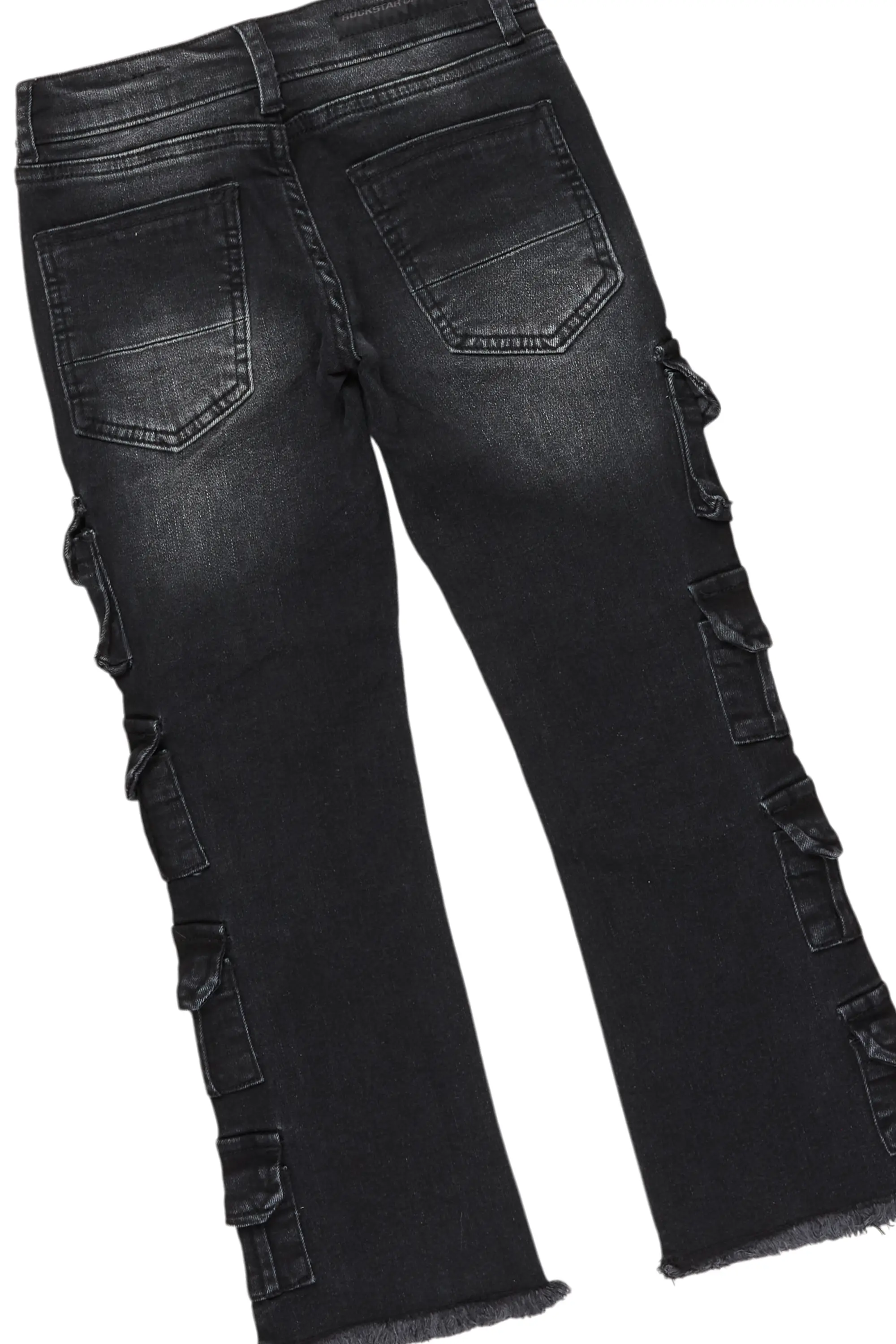 Boys Boaz Heather Grey/Black Hoodie/Stacked Flare Jean Set - Image 4