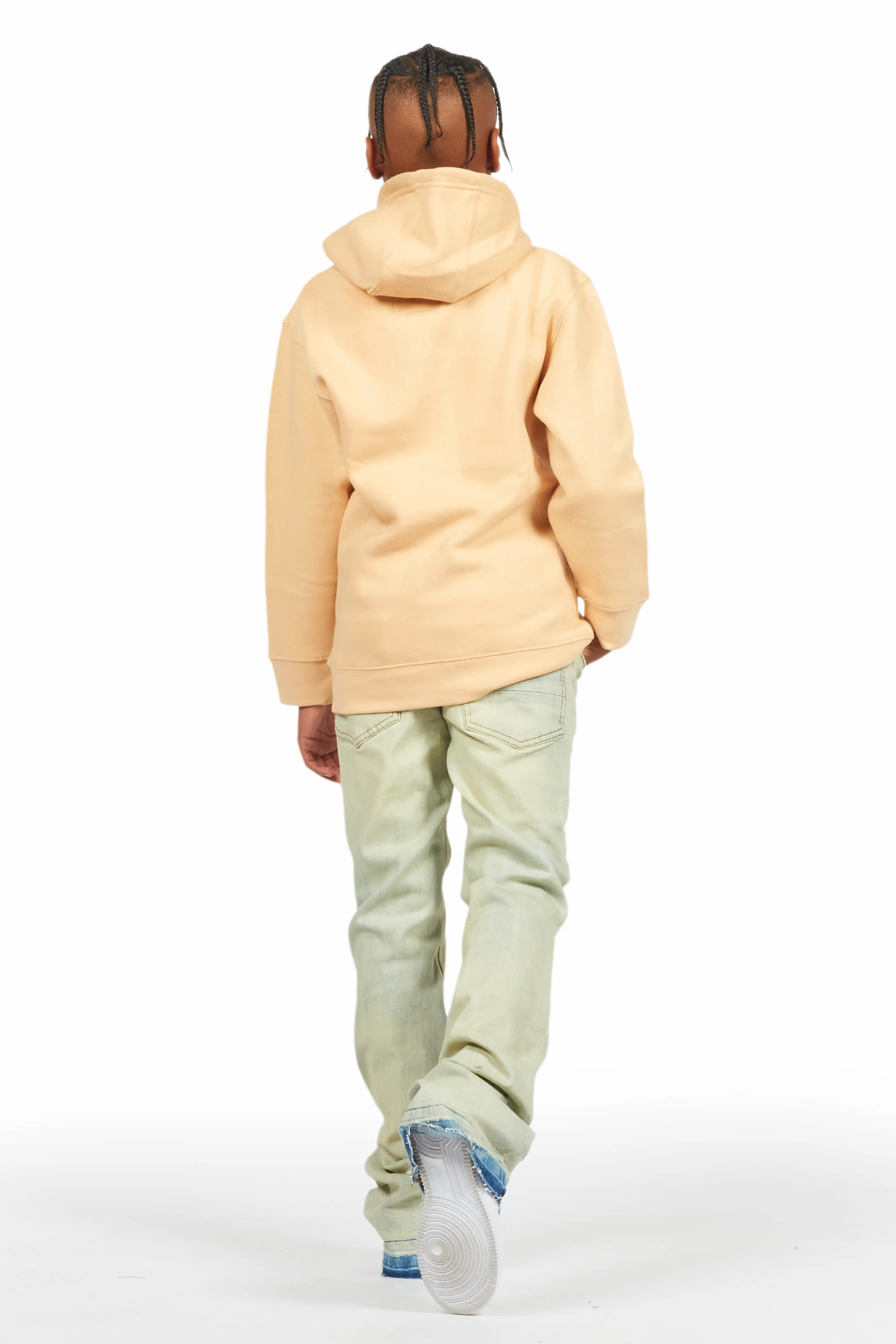 Boys Kait Beige Hoodie/Stacked Flare Jean Set - Image 4