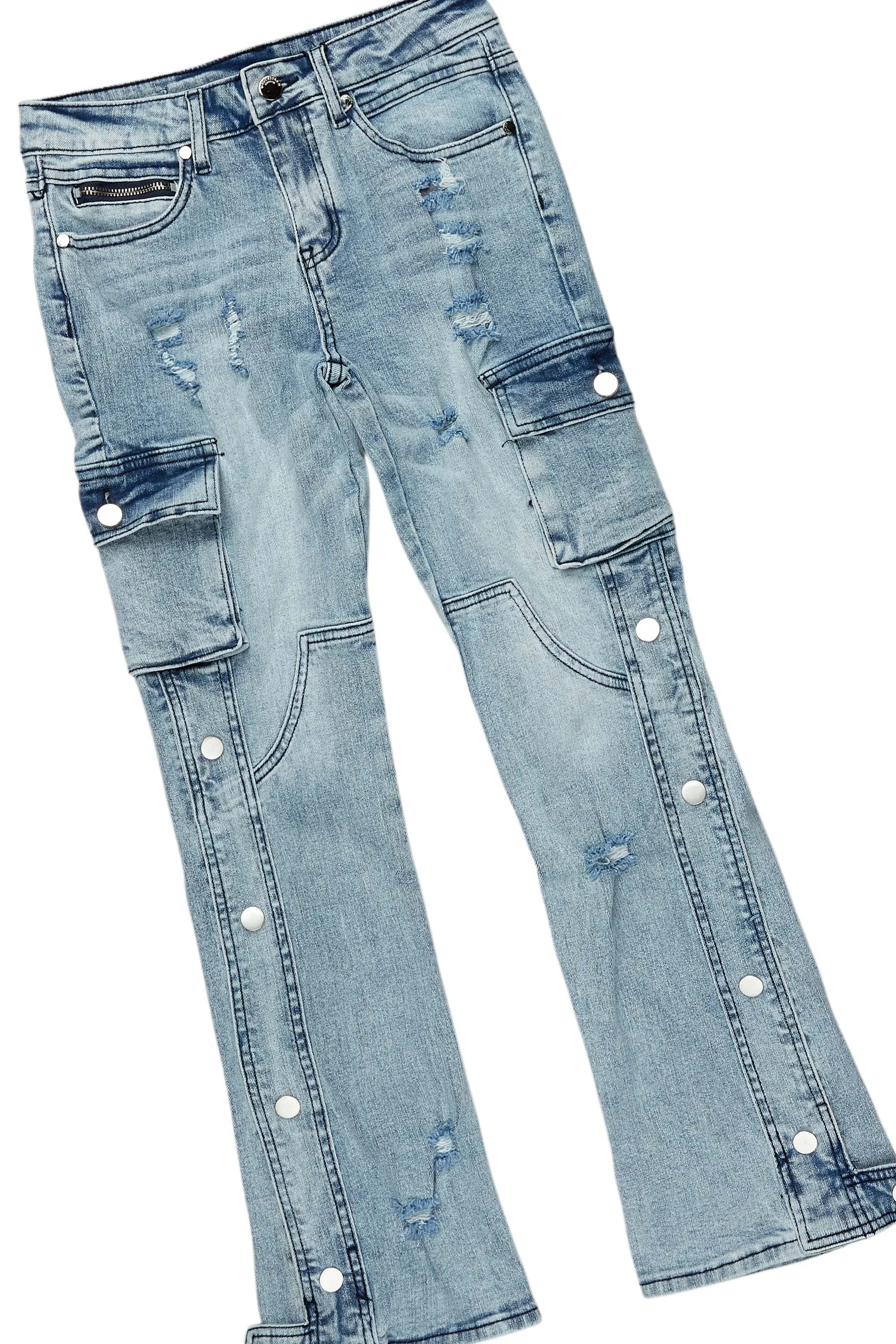 Boys Quito Black/Blue Hoodie/Stacked Flare Jean Set - Image 3