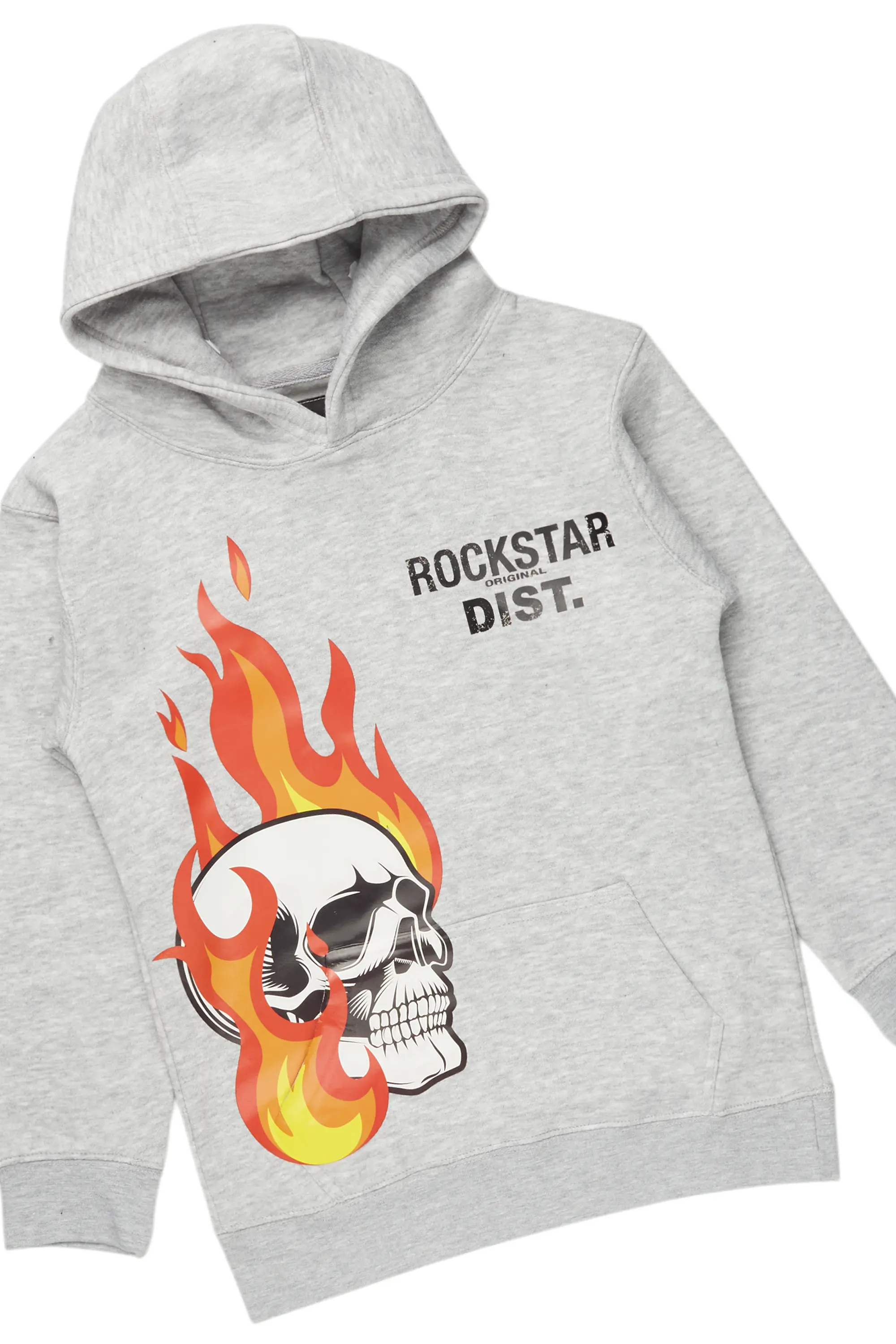 Boys Riven Grey/Black Hoodie/Stack Flare Jean Set - Image 2