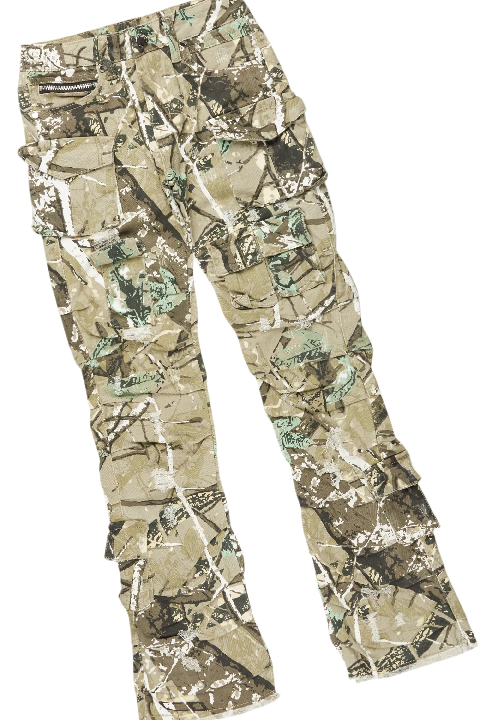 Boys Luxton Vintage Black/Tree Camo Hoodie/Stack Flare Jean Set - Image 3