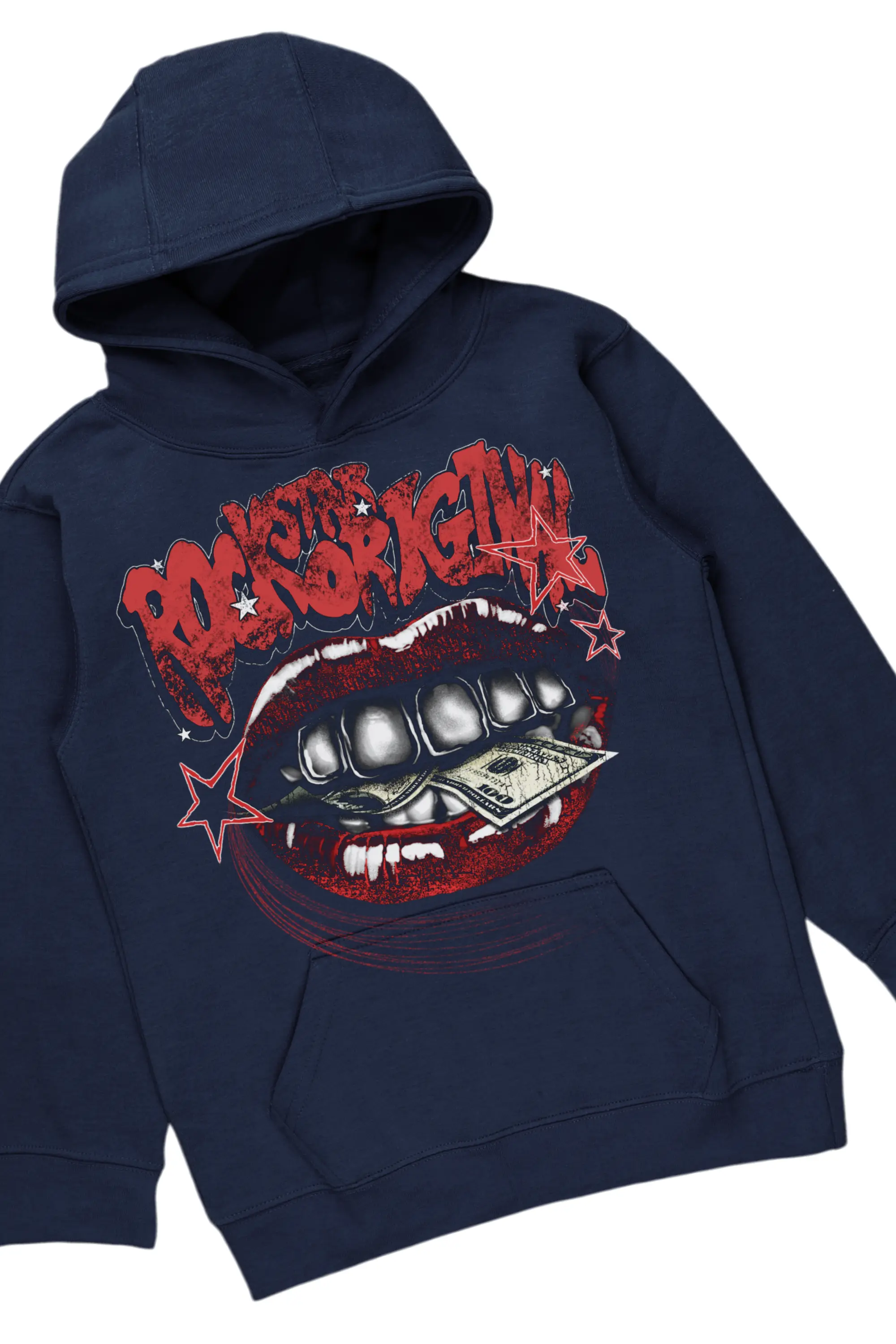 Boys Bloke Navy Hoodie/Stacked Flare Jean Set - Image 2