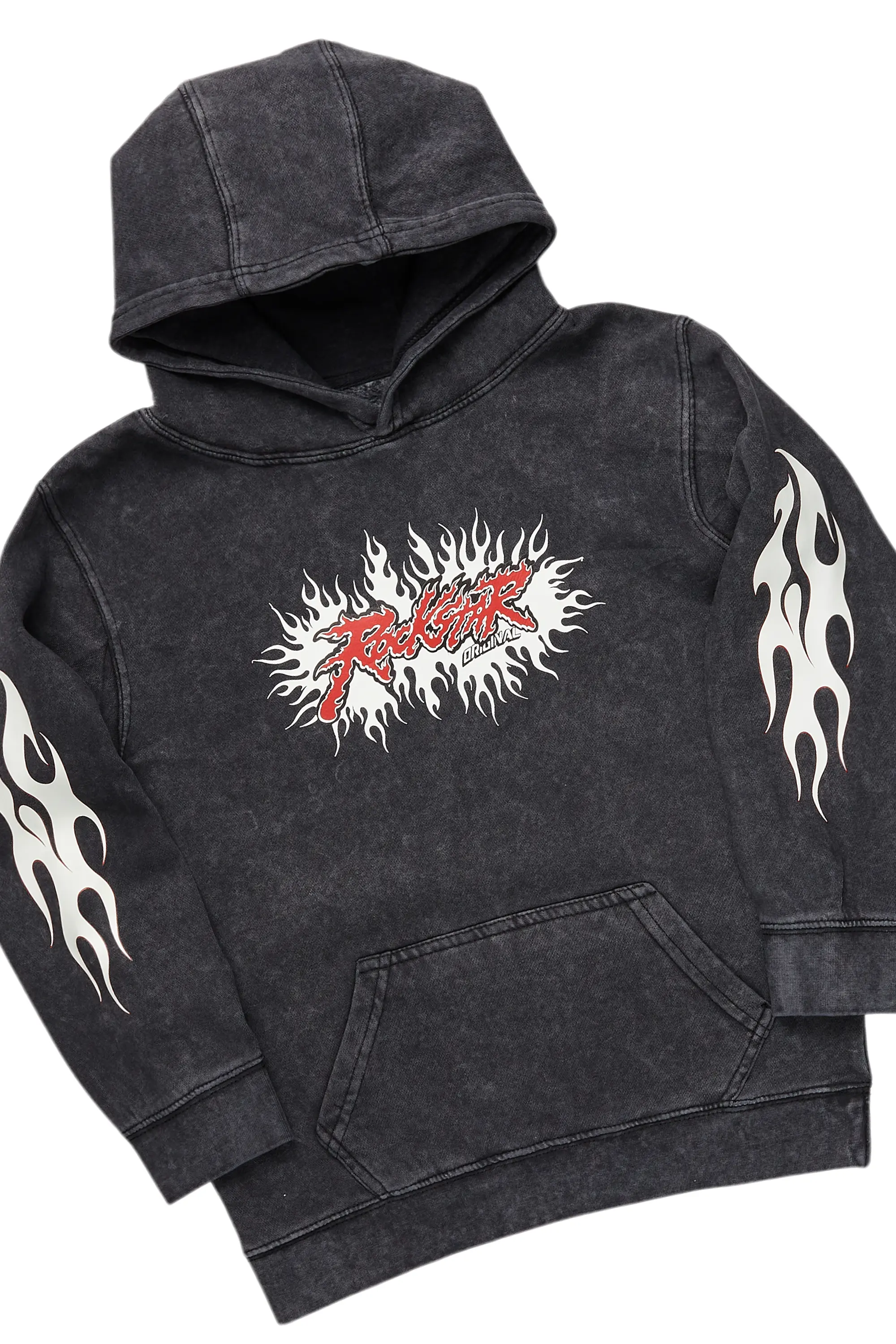 Boys Basiano Vintage Black Hoodie/Slim Fit Jean Set - Image 2