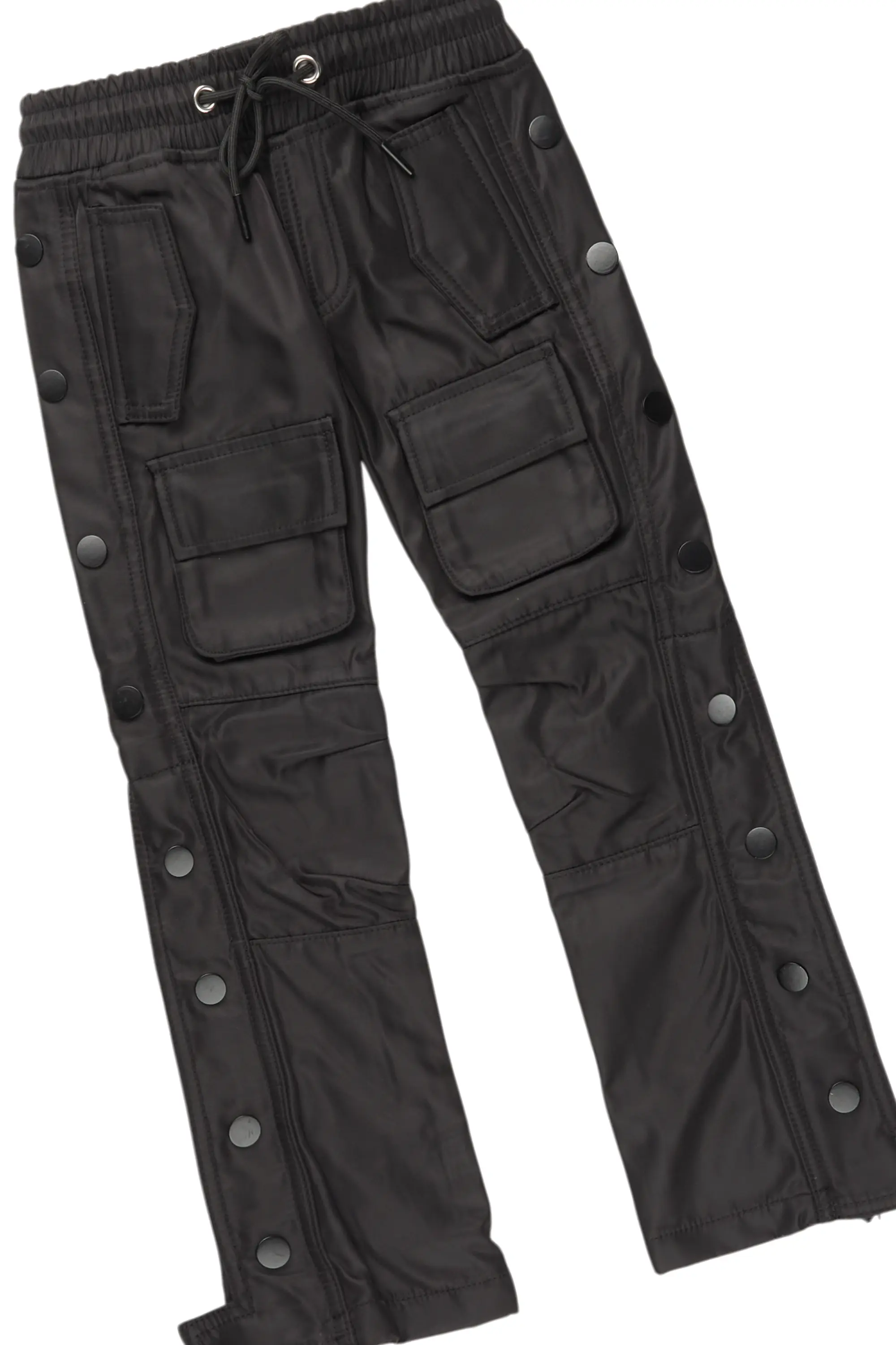 Boys Damyan Vintage Grey Hoodie/Stacked Flare Nylon Pant Set - Image 3