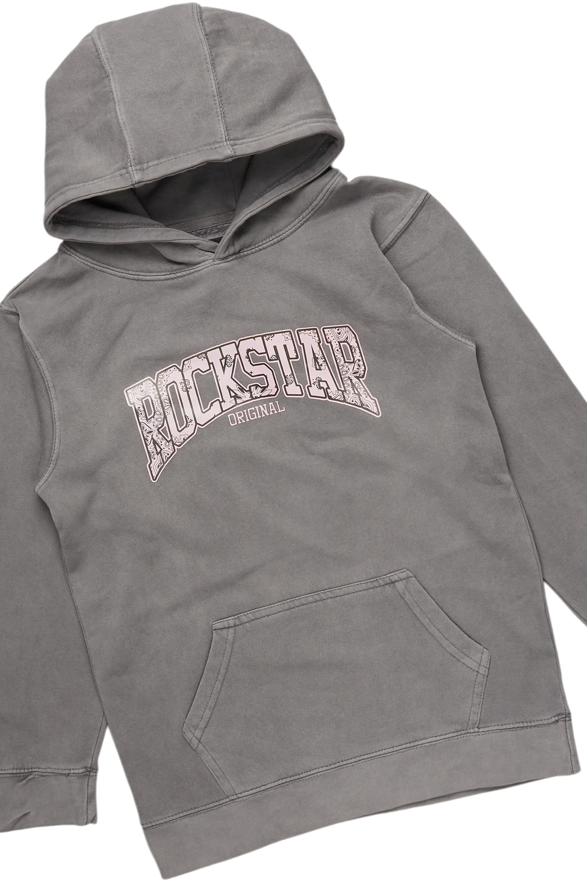Girls Madesh Vintage Grey Hoodie/Stacked Flare Jean Set - Image 2