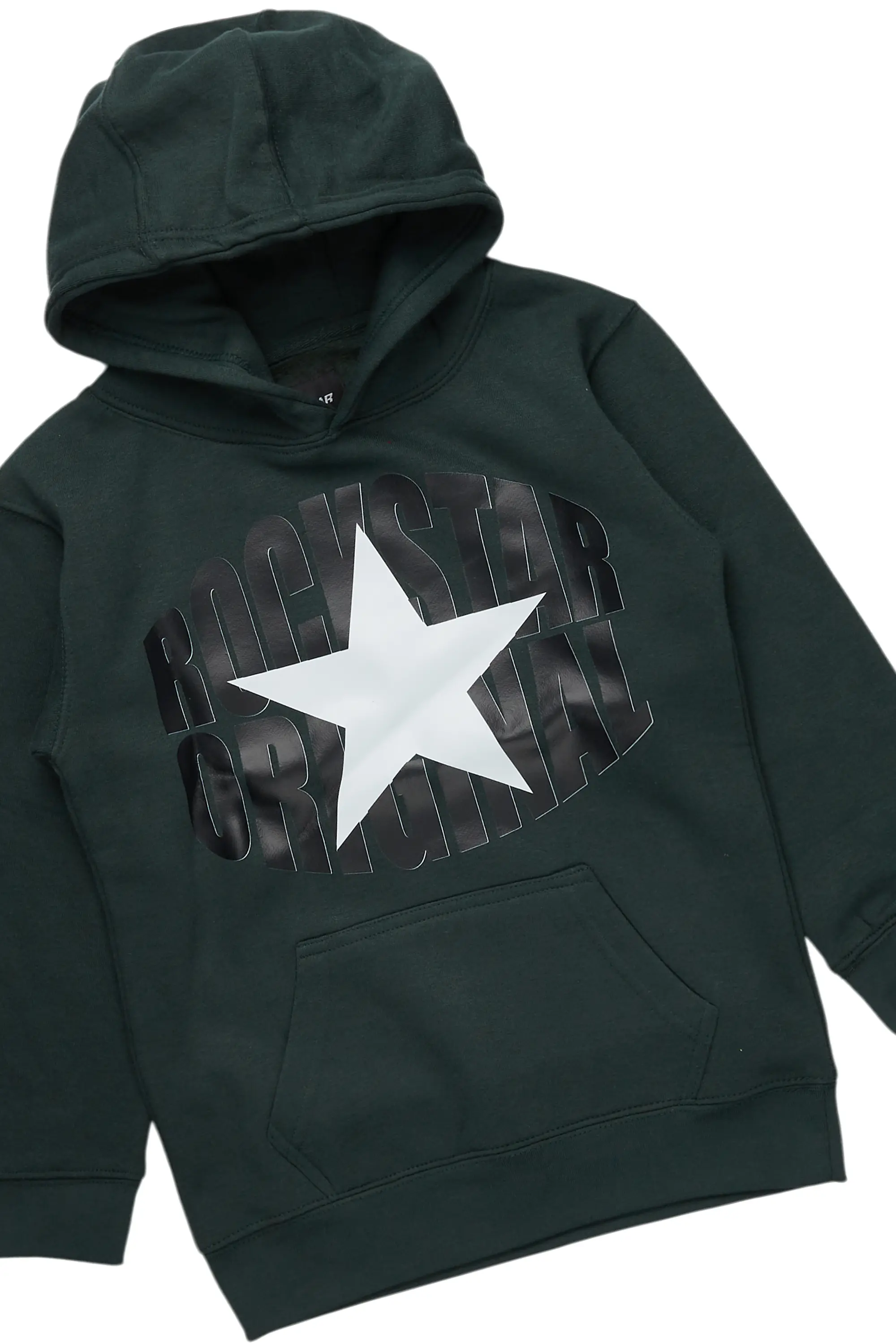Boys Cannan Green Hoodie/Stacked Flare Jean Set - Image 2