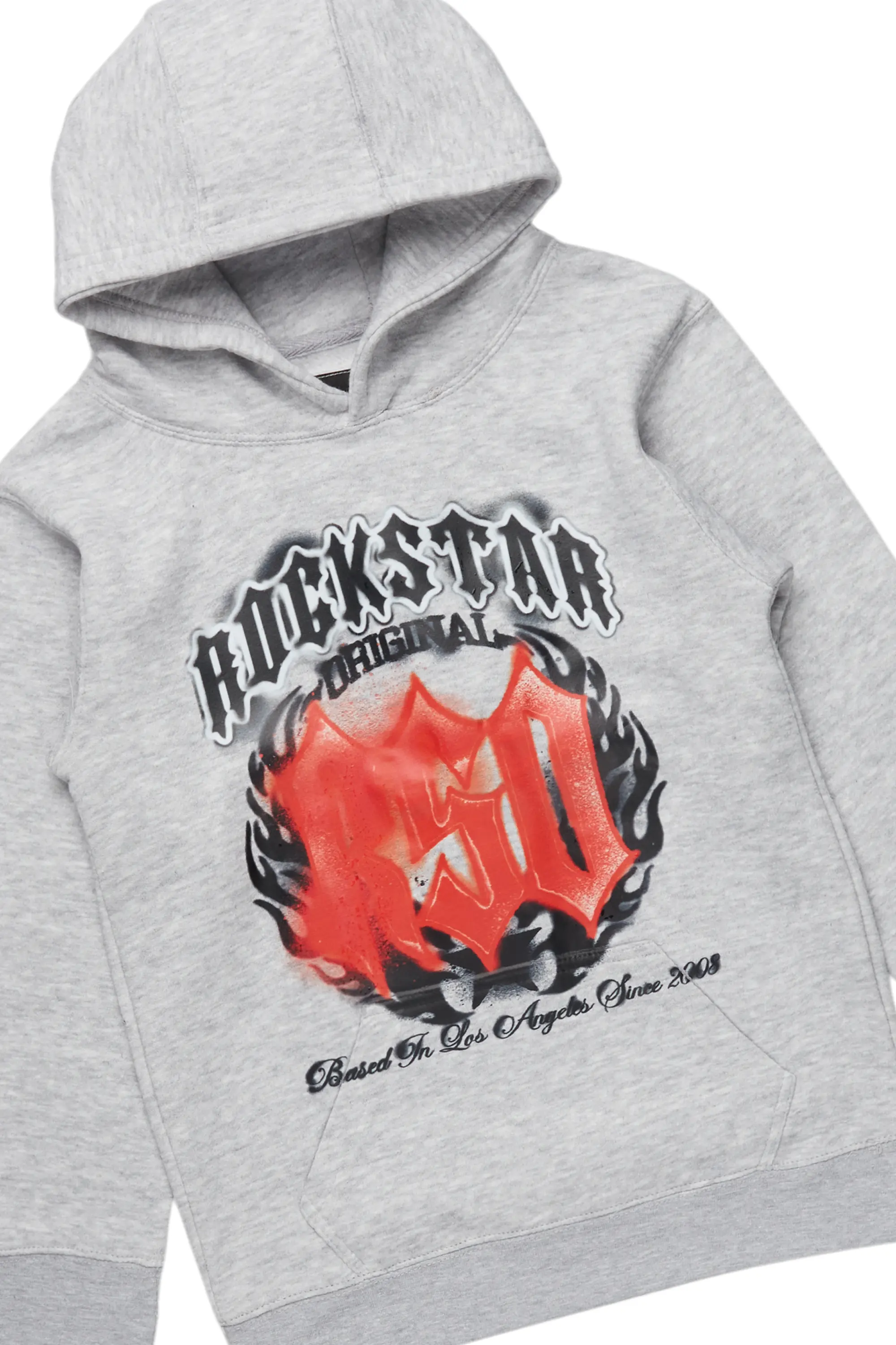 Boys Boaz Light Grey Hoodie/Stacked Flare Jean Set - Image 2