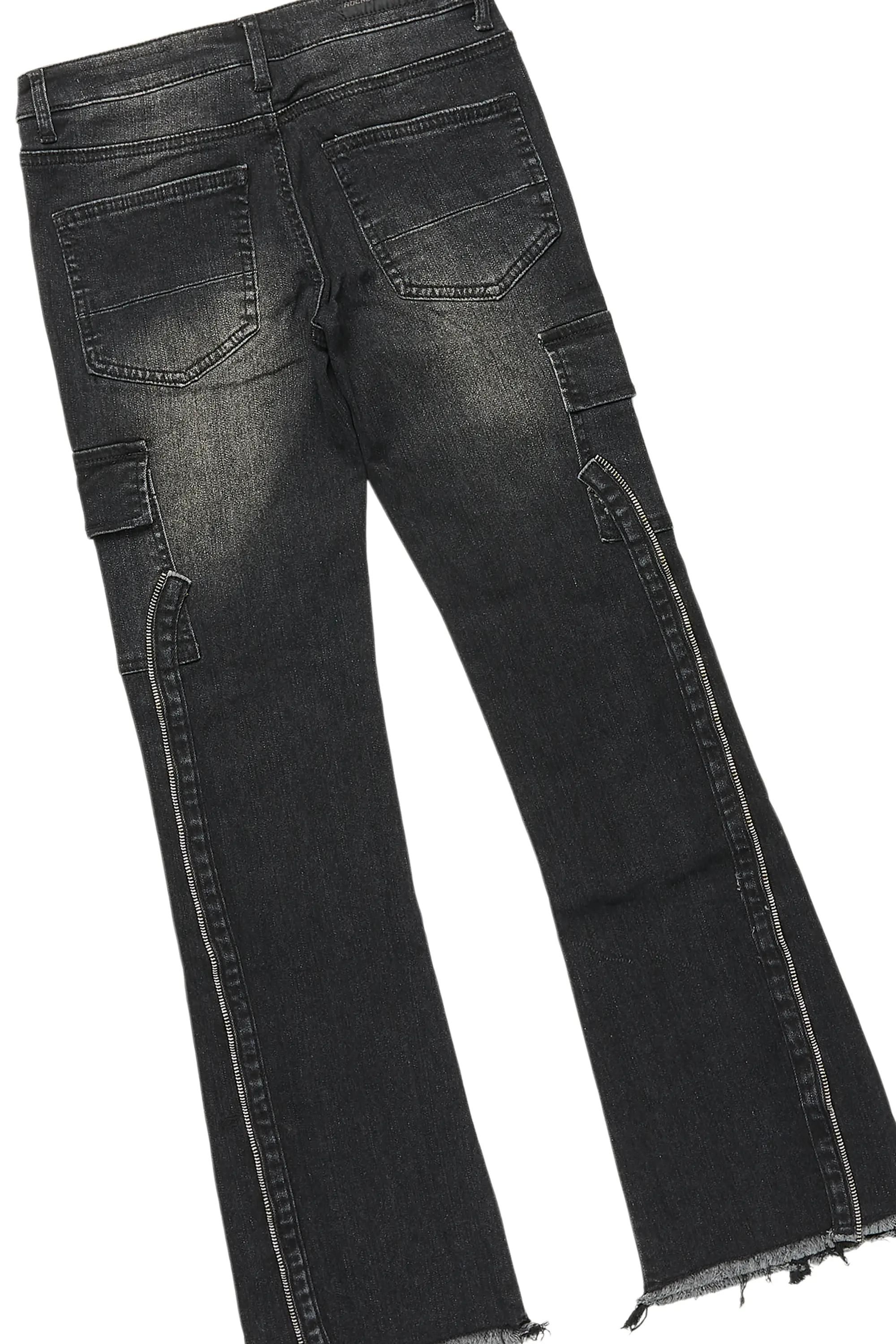 Boys Bloke Black Hoodie/Stacked Flare Jean Set - Image 4