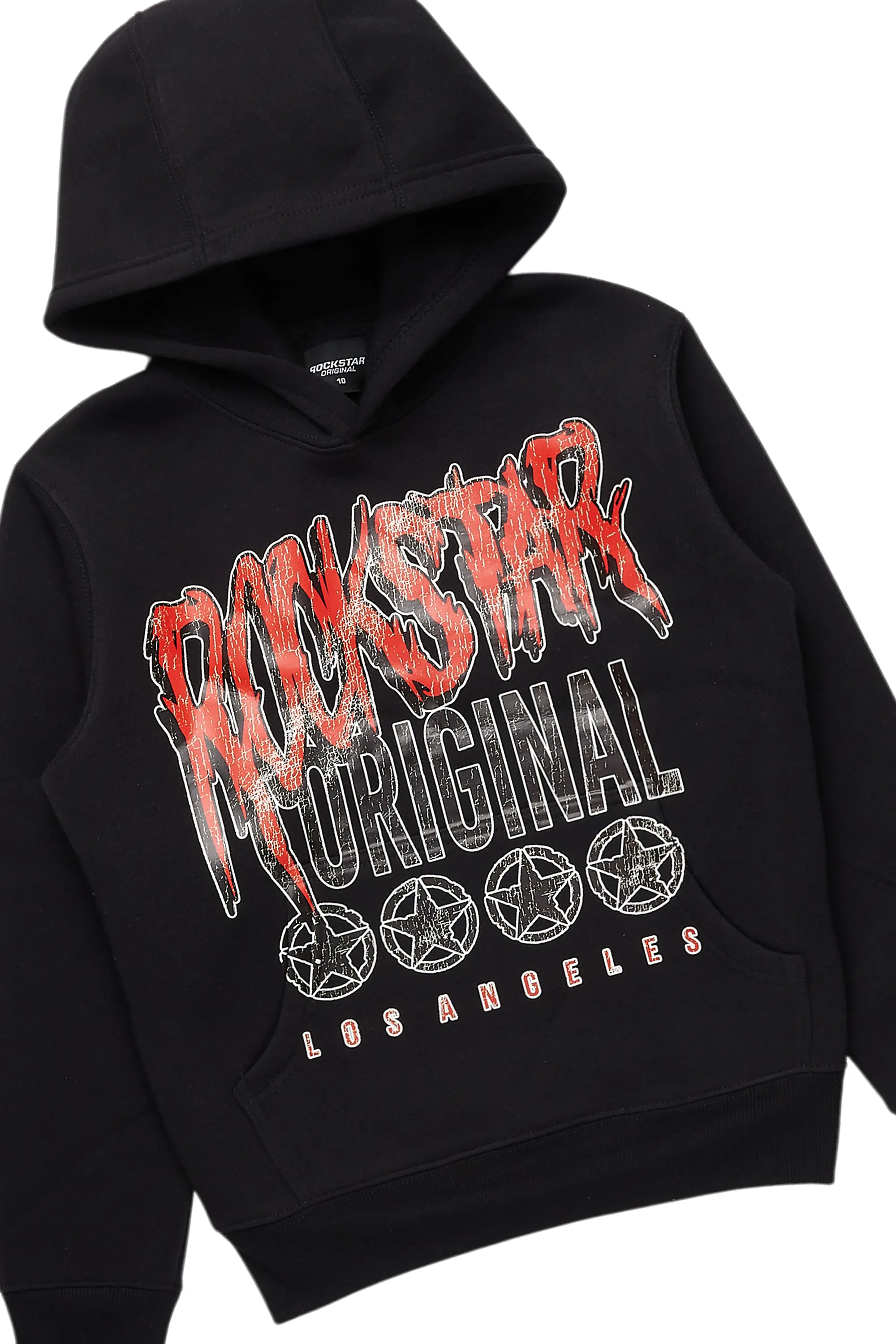 Boys Wizzurd Black Hoodie/Stacked Flare Jean Set - Image 2