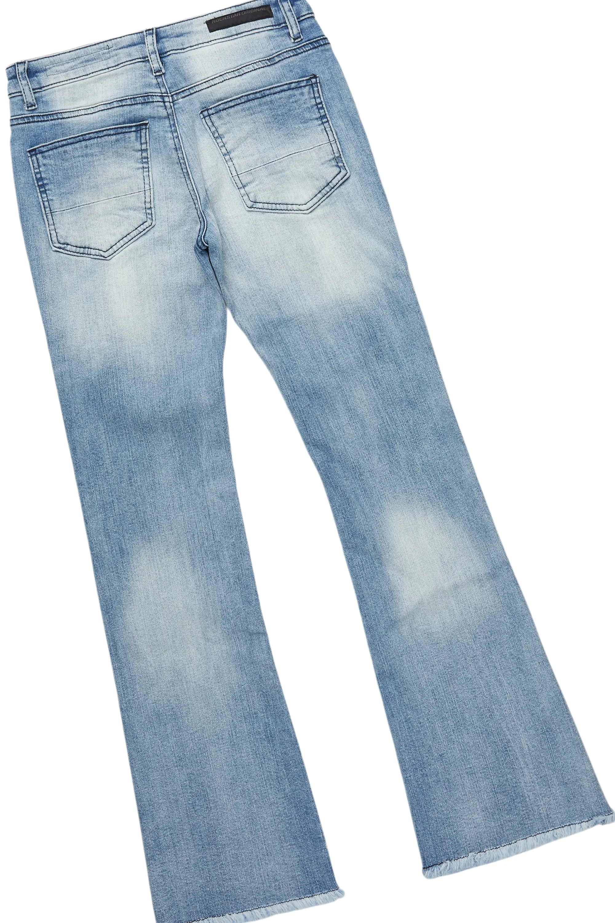 Girls Fire Black/Blue Hoodie/Stacked Flare Jean Set - Image 4