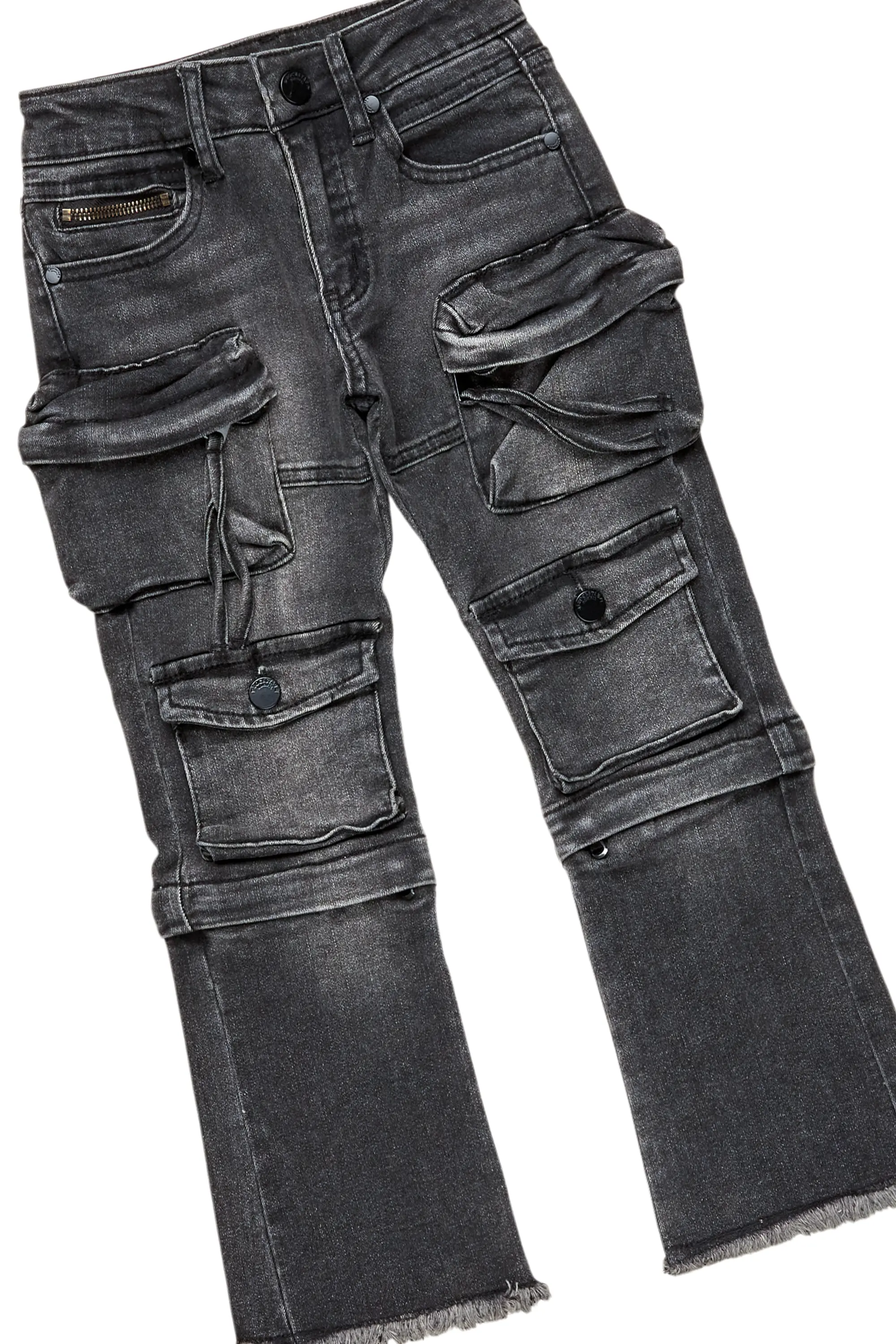 Boys University Black Hoodie/Stacked Flare Jean Set - Image 3