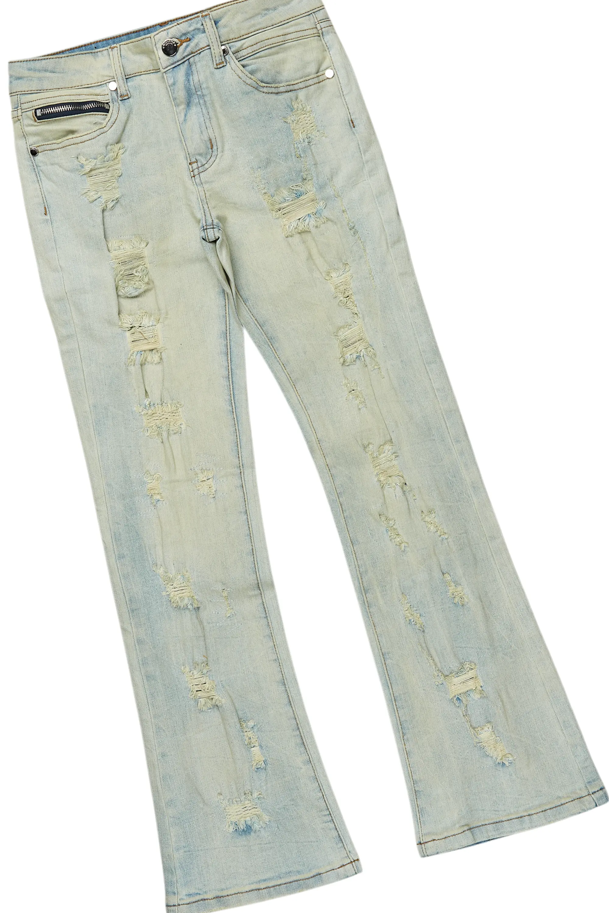 Boys Soweto Navy Hoodie/Stacked Flare Jean Set - Image 3