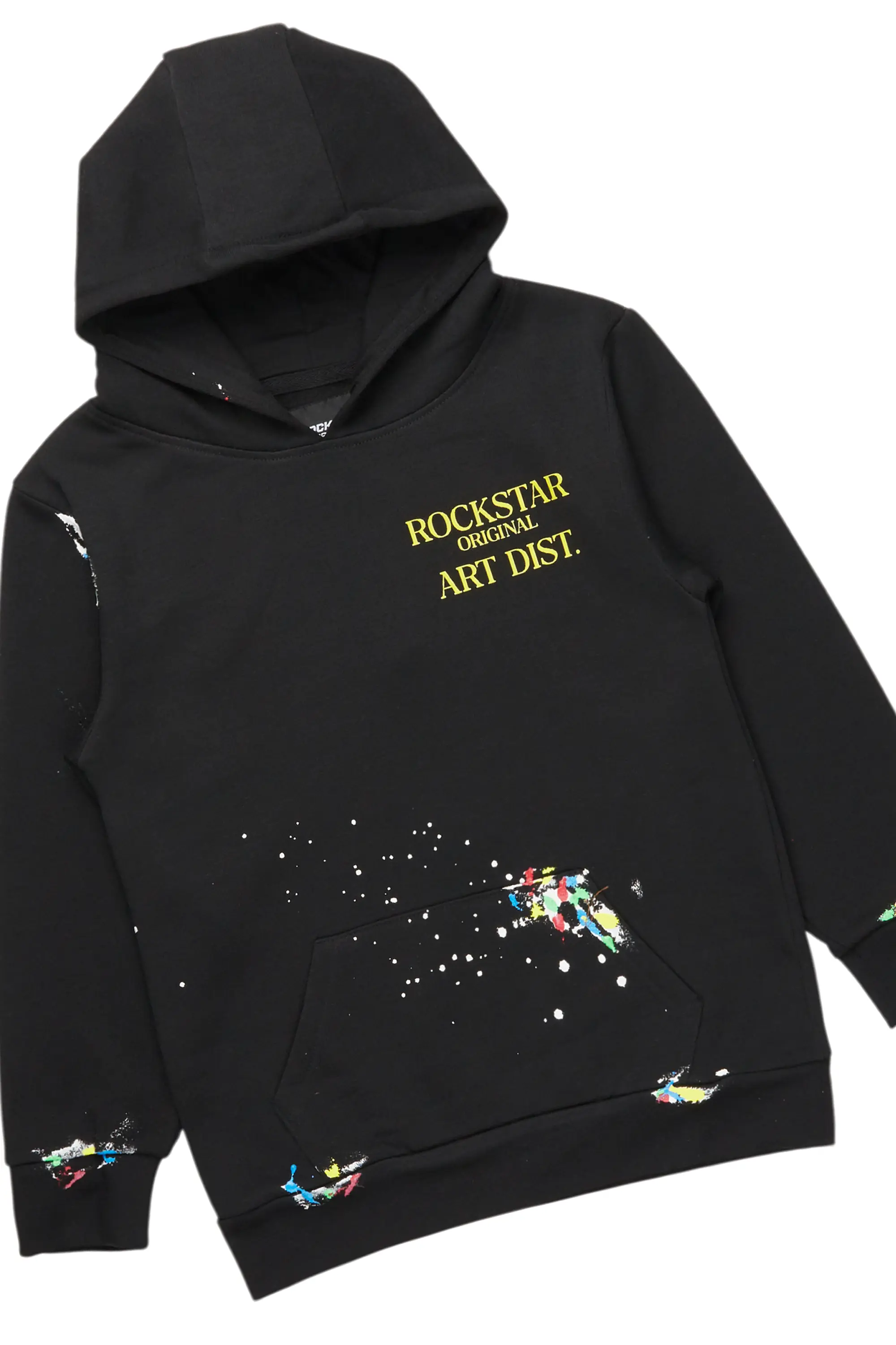 Boys Palmer Black Hoodie/Stacked Flare Jean Set - Image 2