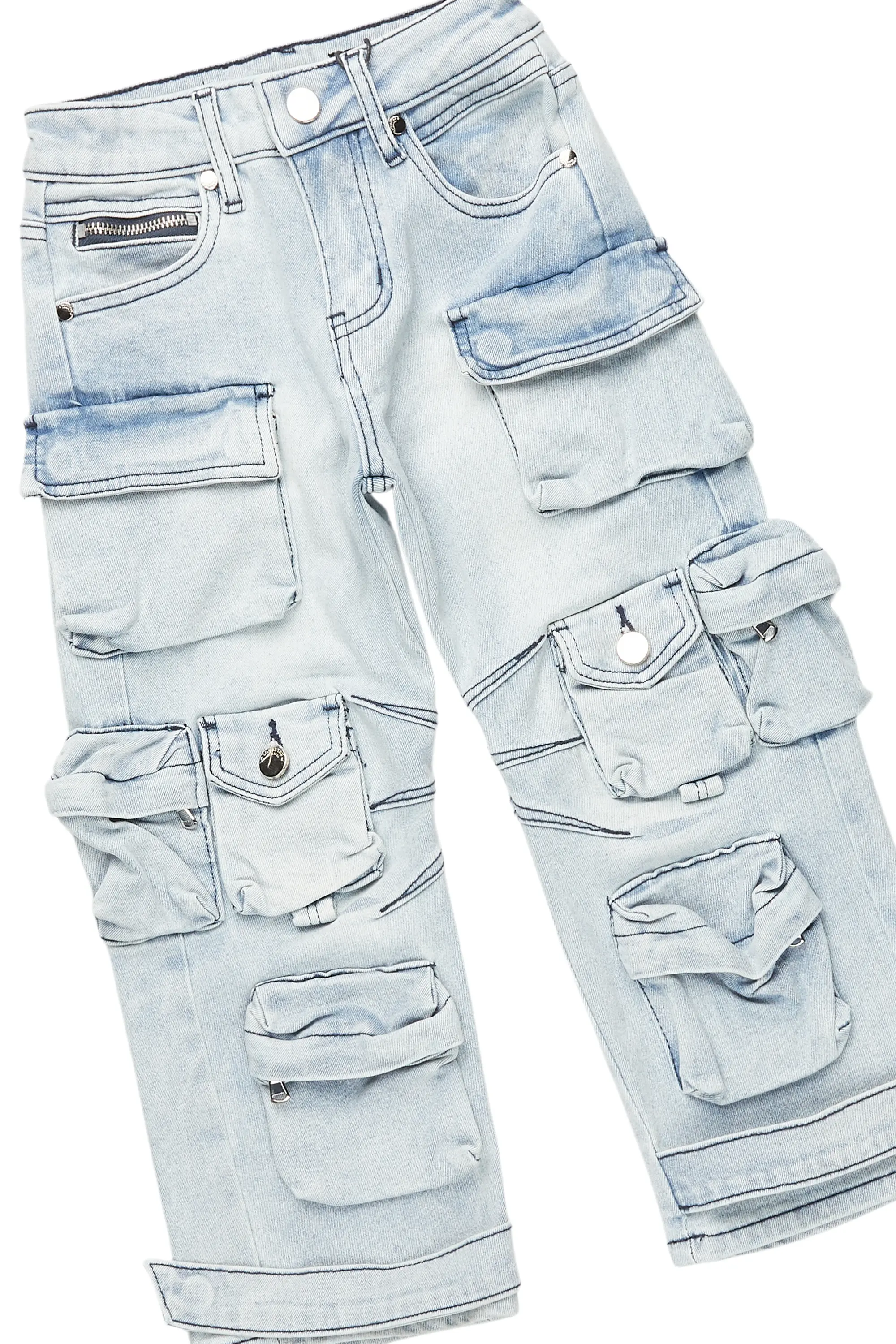 Boys Fields Blue Mohair Hoodie/Baggy Cargo Jean Set - Image 8
