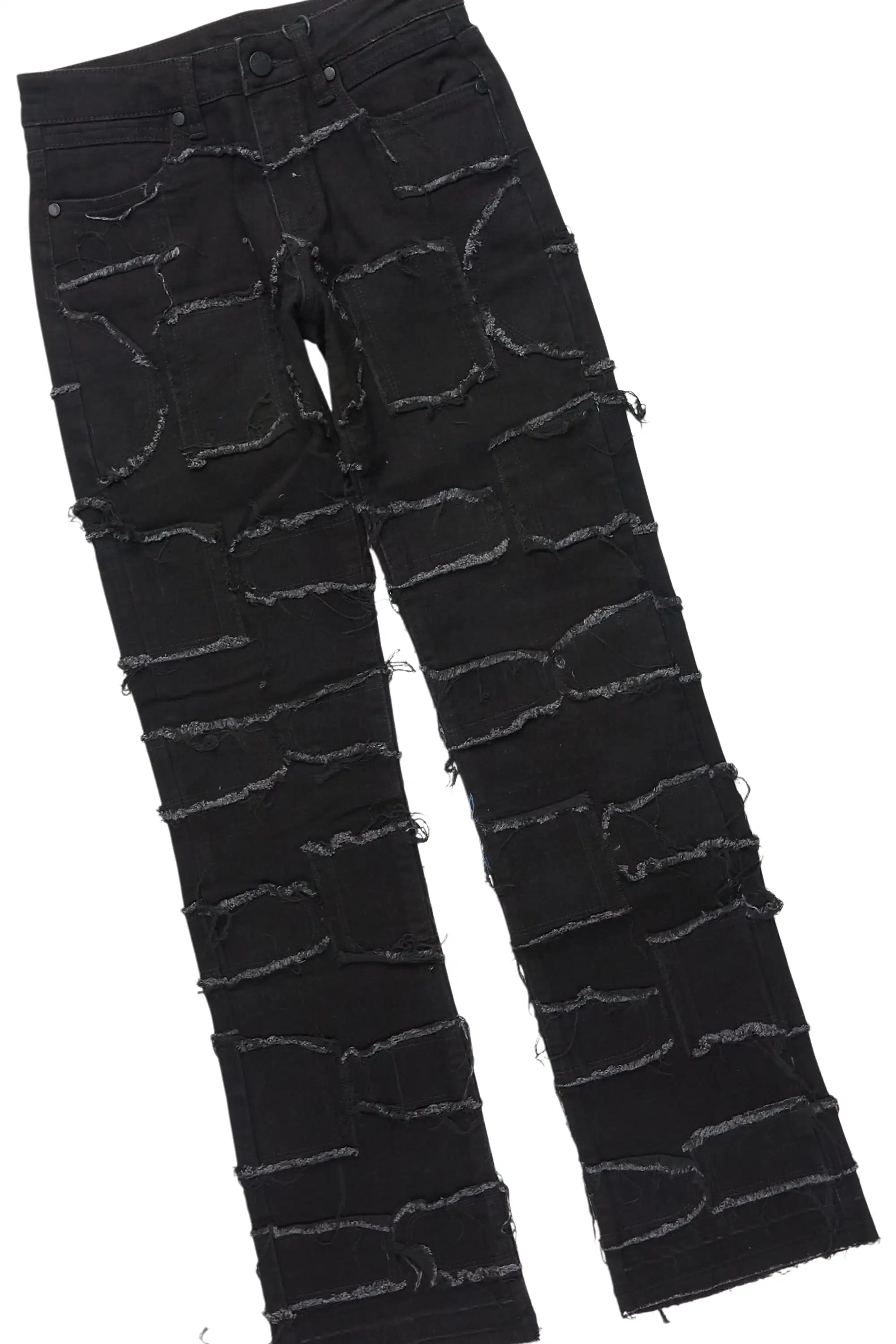 Boys Kastell Black Hoodie & Arturo Black Stacked Jean Set - Image 3