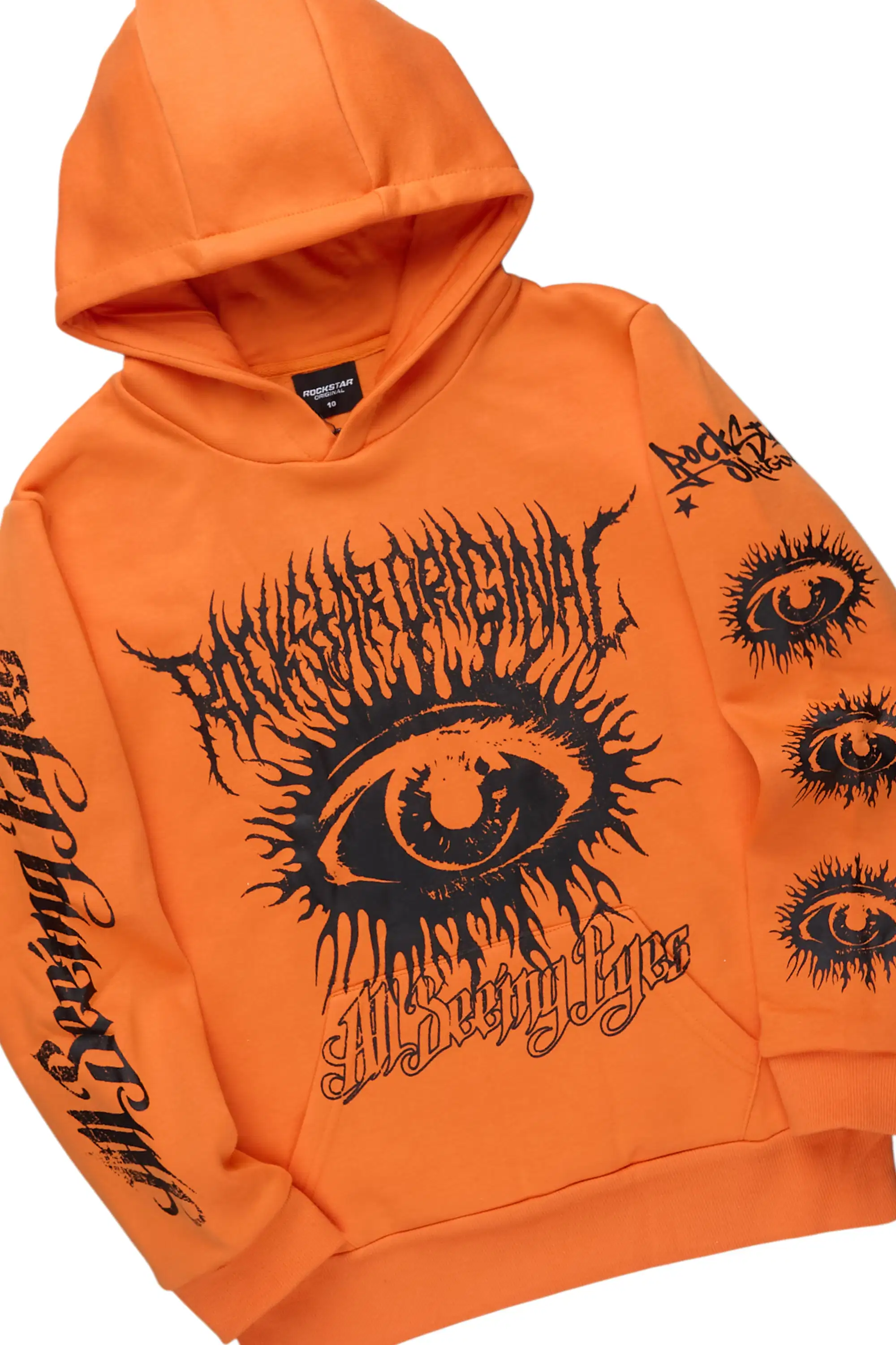 Boys All Eyes Orange Hoodie & Shake Tree Camo Stacked Jean Set - Image 2