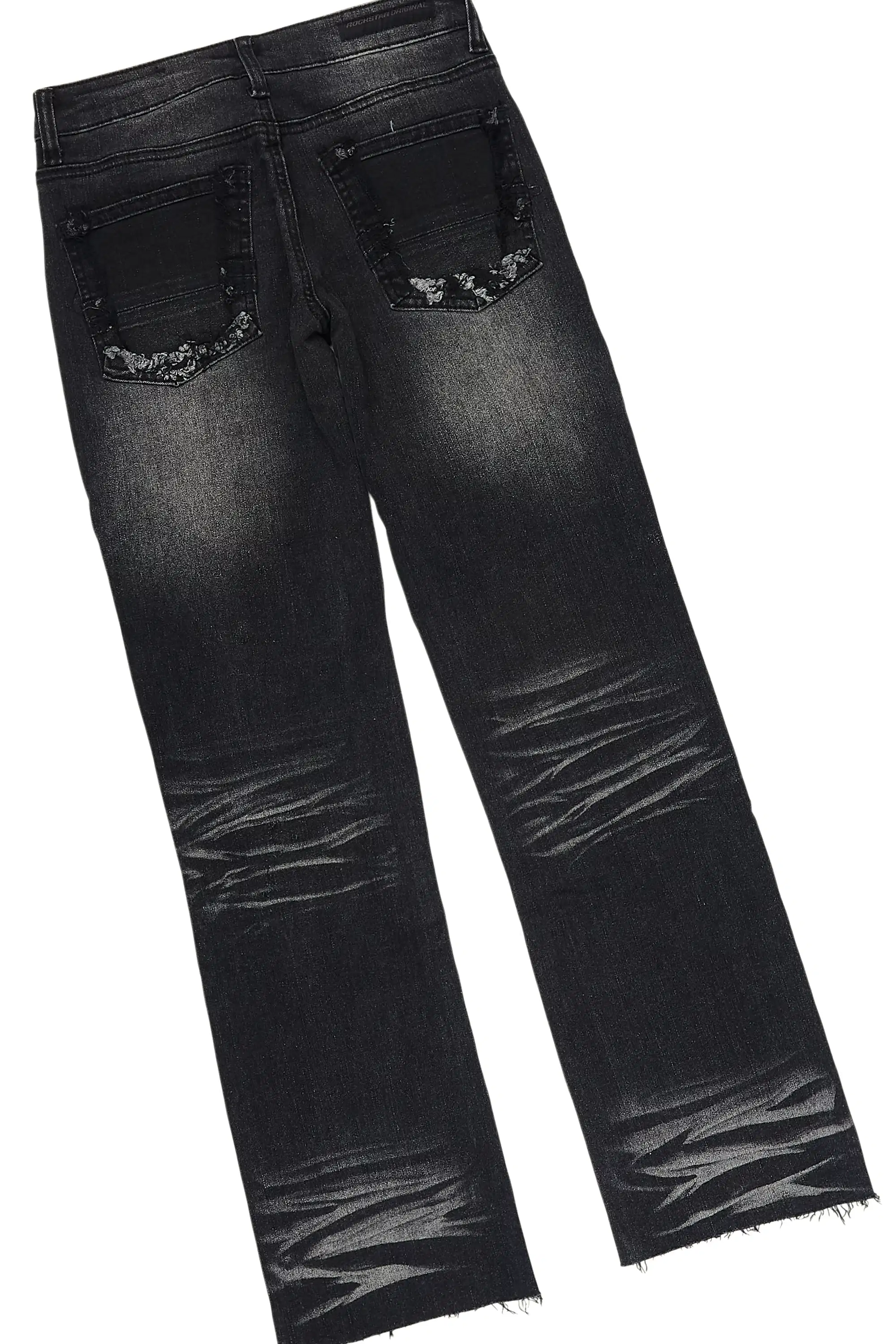 Boys Rhett Black Hoodie/Stacked Jean Set - Image 4