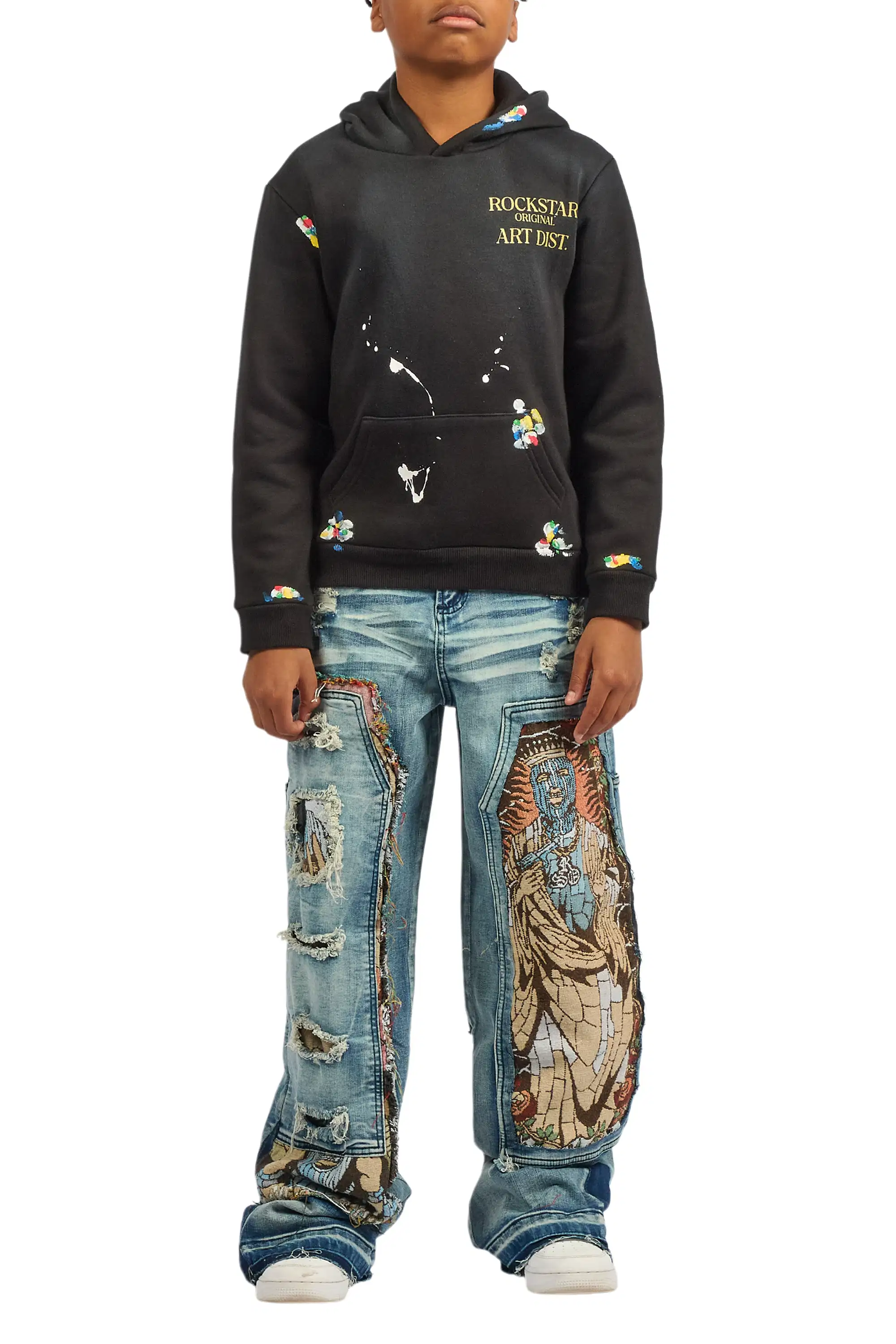 Boys Palmer Black Hoodie & Yanis Blue Baggy Jean Set - Image 9