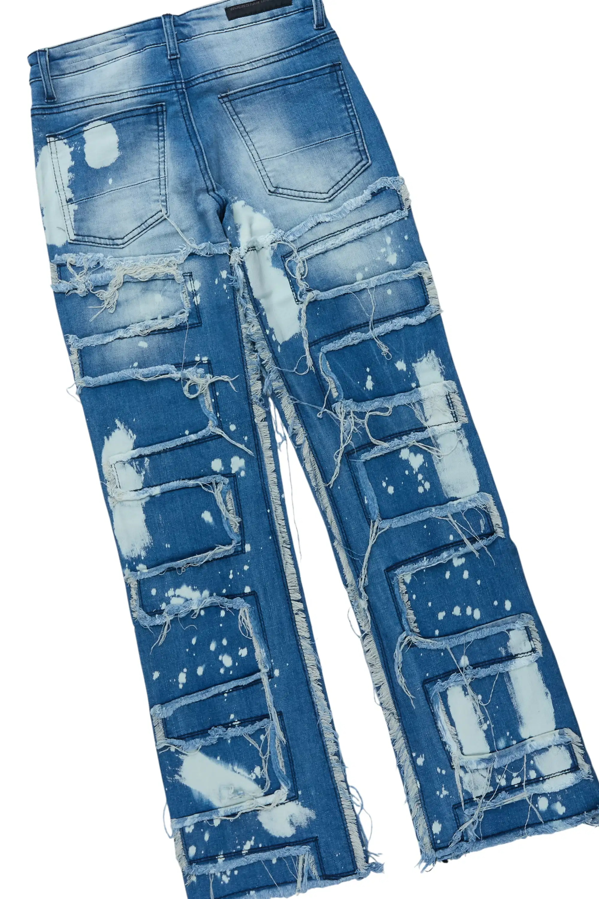 Boys M4 Toys Royal Blue Hoodie & Laban Blue Bleach Stacked Jean Set - Image 4